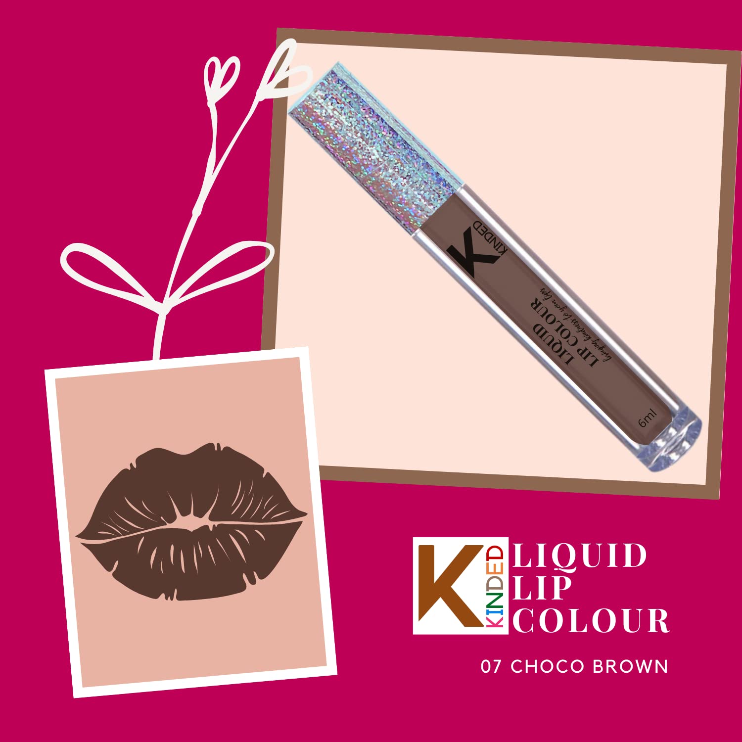 KINDED Liquid Lipstick Set - Vitamin E Enriched, Waterproof, Long-Lasting Matte Lip Color (2 Pack, 6ml Each) - Choco Brown & Sangria Orange Shades - Perfect for Daily Wear, Parties & Special Occasions