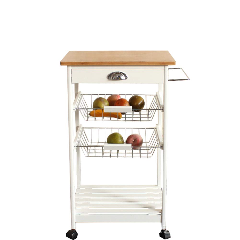 **Wooden Rolling Kitchen Cart with Wheels - Multifunctional Storage Cabinet, Portable Stand for Countertop, Home Kitchen Shelves & Organizer | Perfect for Dining, Pantry, and Small Space Organization**