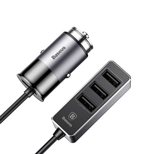 Baseus 5.5A 4-Port USB Fast Car Charger Adapter for iPhone X/8/7, OnePlus 5, Xiaomi 6/Mi A1, Tablets - Perfect for Road Trips & Multi-Device Charging in Your Vehicle