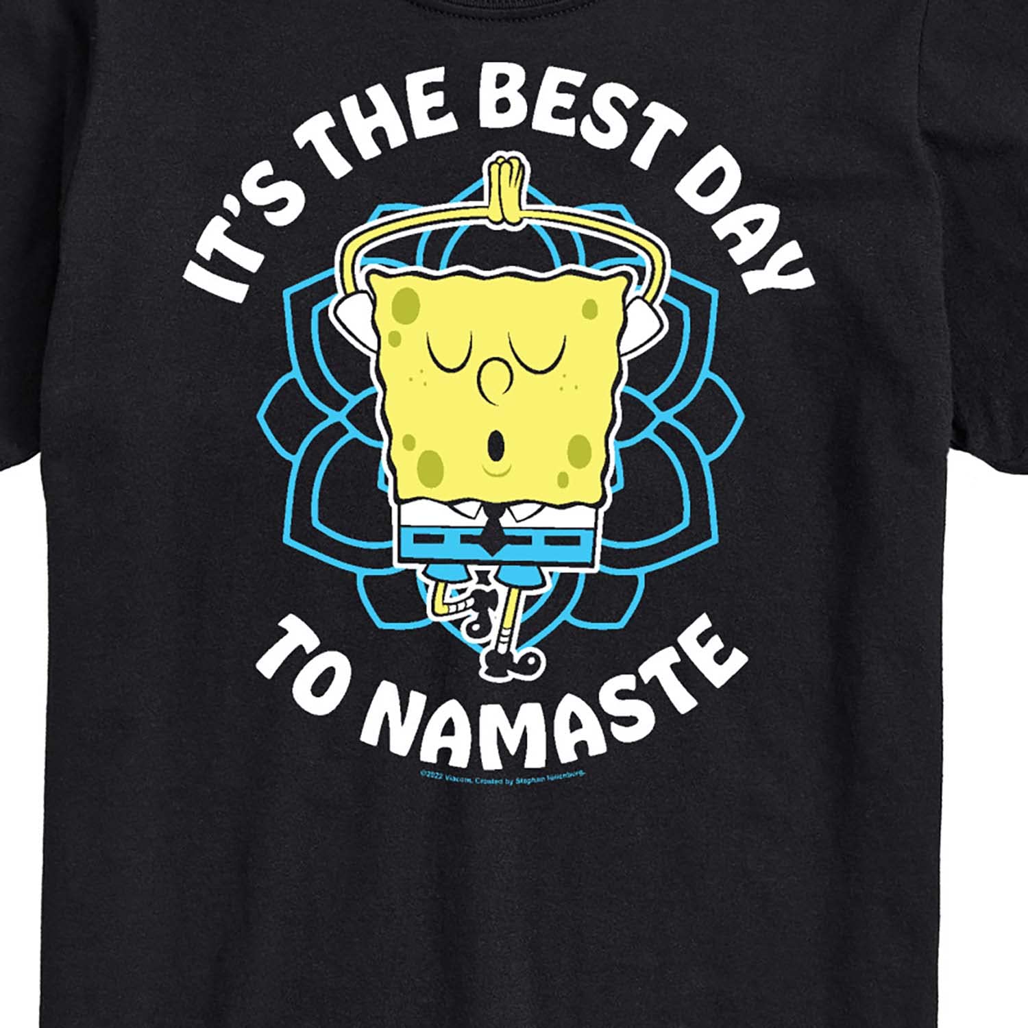 HYBRID APPAREL Men's Spongebob Squarepants Graphic T-Shirt - 'The Best Day to Namaste' Funny Short Sleeve Tee for Casual Wear, Gifts & Anime Fans