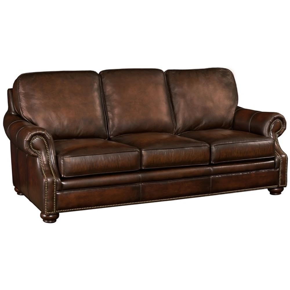 Hooker Furniture Seven Seas Leather Sofa in Sedona Chateau - Genuine Leather Living Room Couch, Comfortable Modern Sectional Sofa for Home Theater, Lounge & Family Room Decor