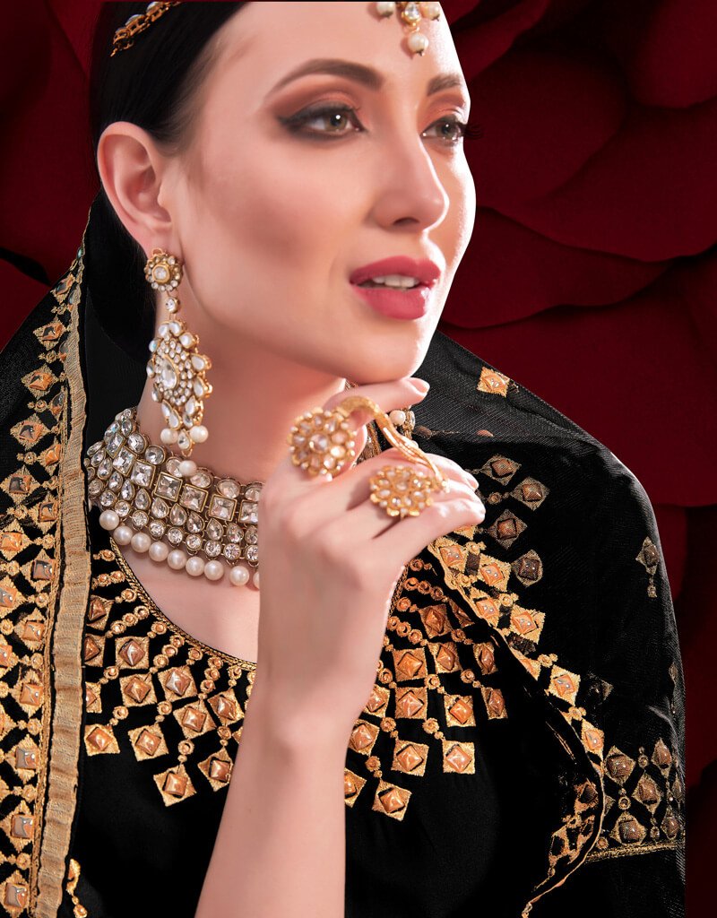 Elegant Black Pure Georgette Anarkali Pant Suit for Women - Perfect for Weddings, Parties & Festive Occasions