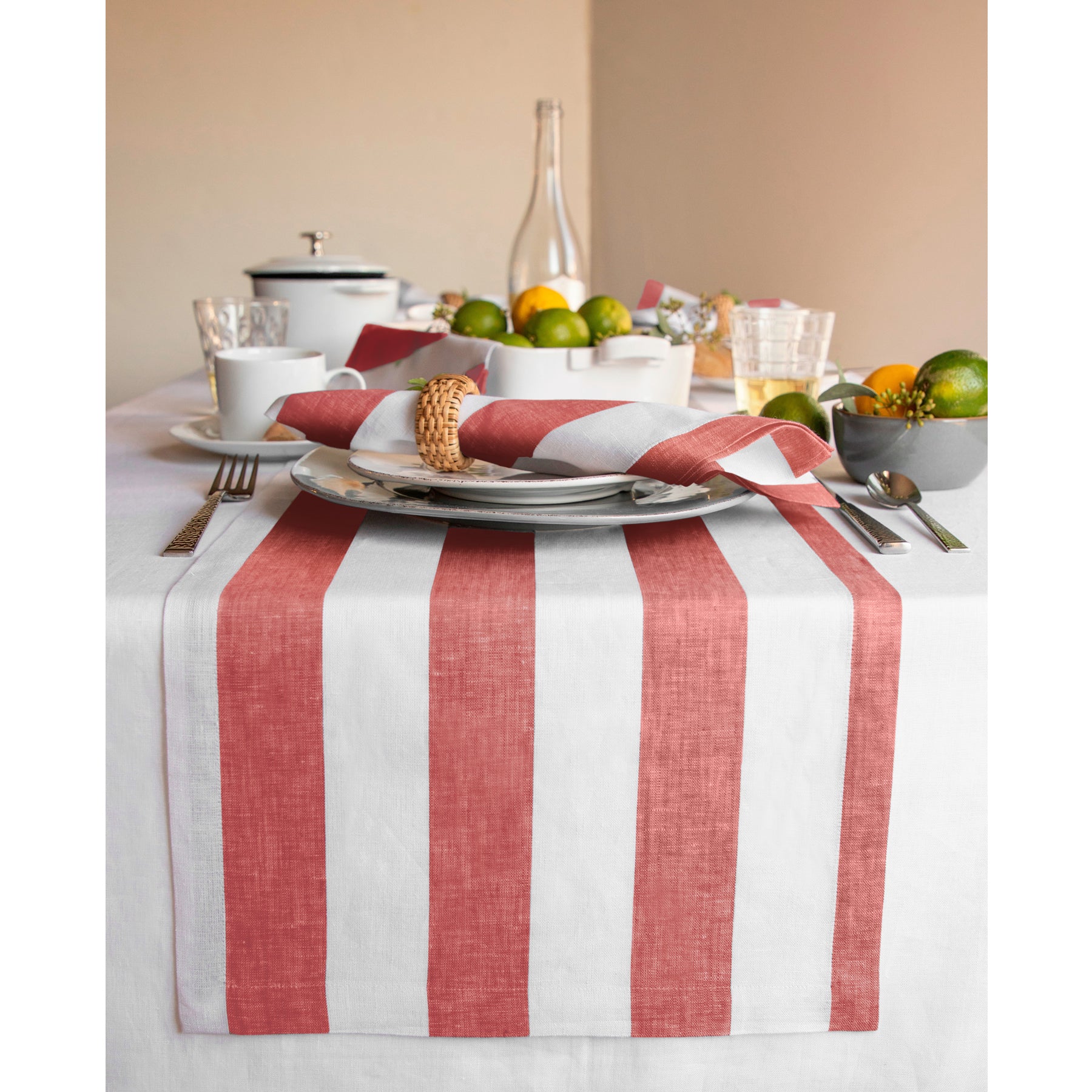 Green and White Cabana Stripe
