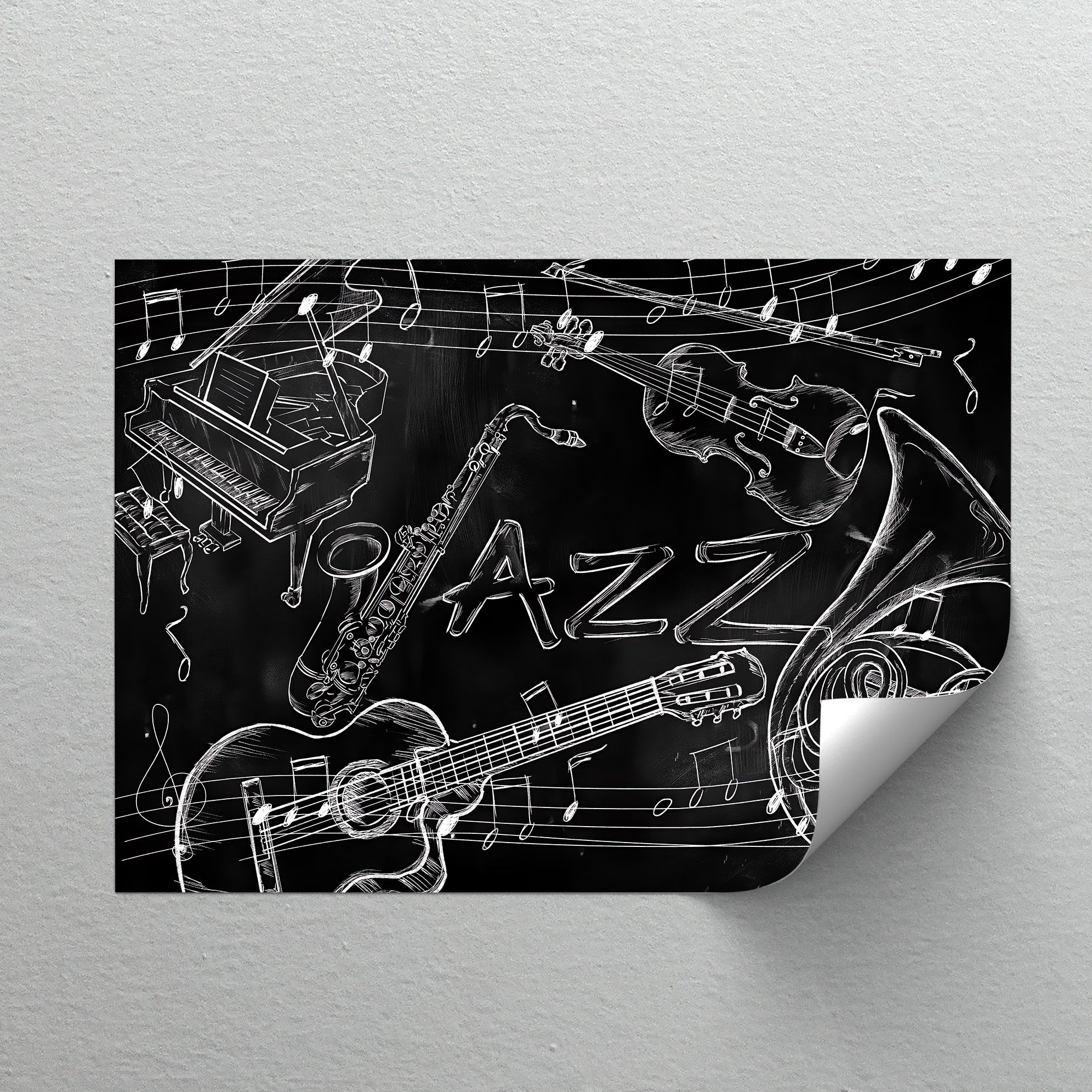 Black and White Music Instrument Canvas Prints - Elegant Wall Art for Home, Office & Studio Decor