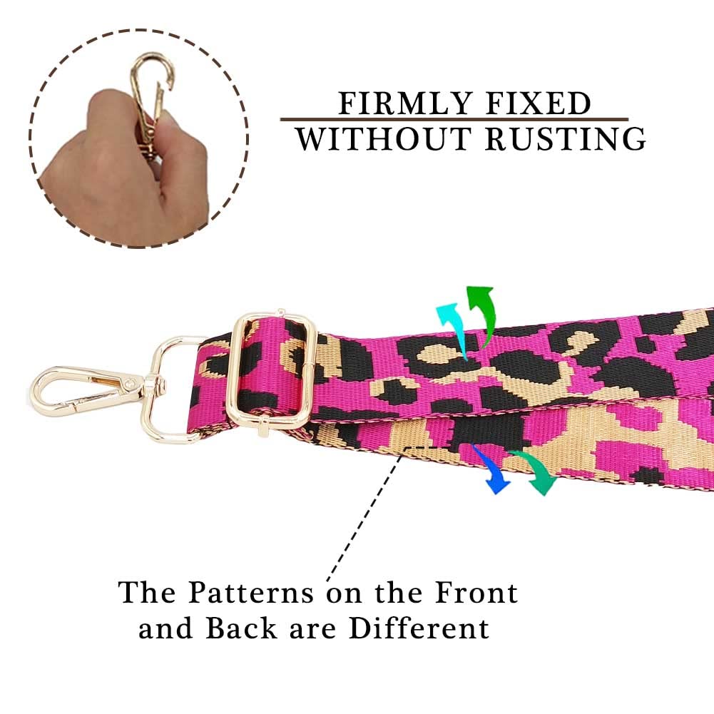 Women's Crossbody Purse Strap - Pink Leopard Print Adjustable for Handbags & Guitar Cases