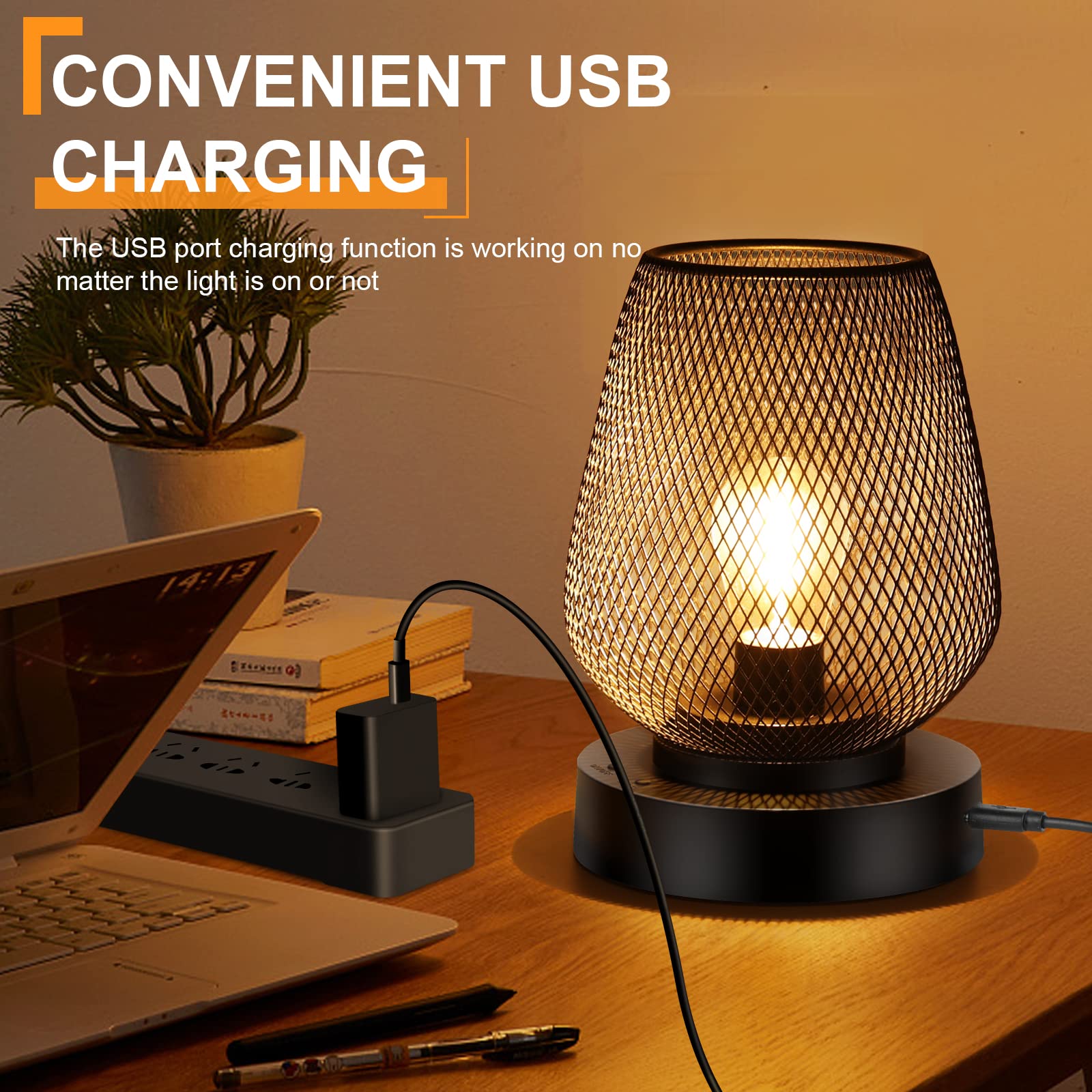 UBright 2 Pack Rechargeable Cordless Table Lamp - 4 Lighting Modes, Metal Battery Operated LED Light with Bulb Included for Indoor Outdoor Use - Perfect for Bedroom, Living Room, Patio, Camping & Emergency Lighting (Black)
