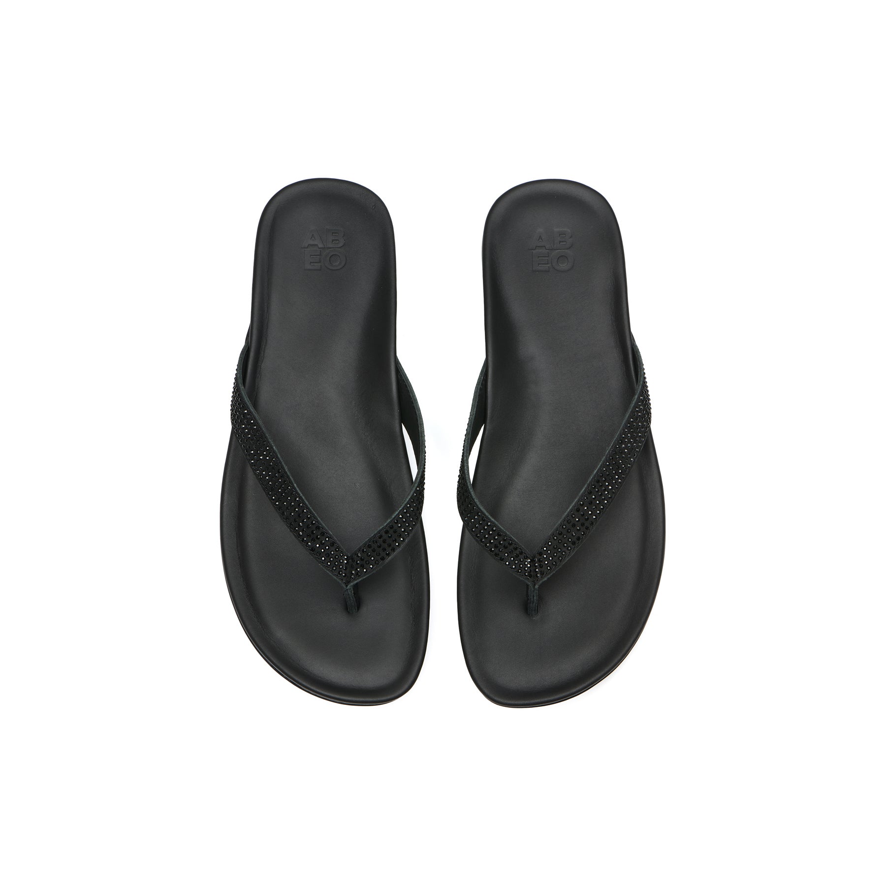 Abeo Oasis Flip Flops for Women - Black Sparkle Sandals with Arch Support | Comfortable Beach Shoes for Summer, Pool, Vacation & Casual Wear