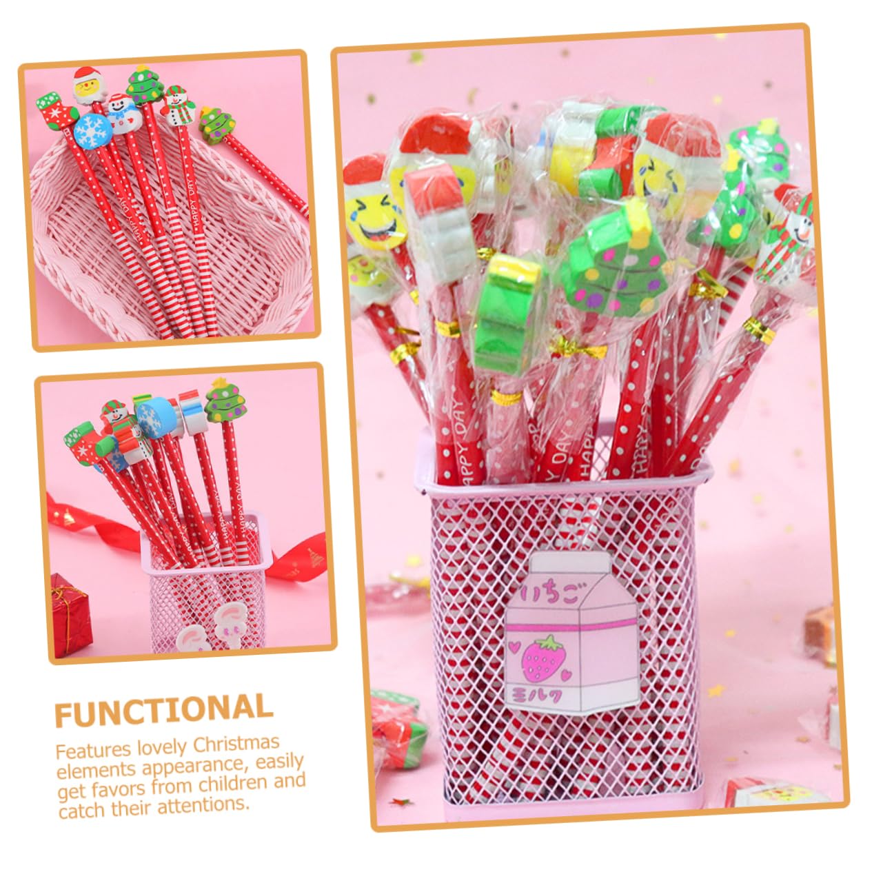 VILLCASE 15pcs Colorful Christmas Wooden Pencils - Festive Writing & Drawing Supplies for School, Office & Holiday Gift Giving