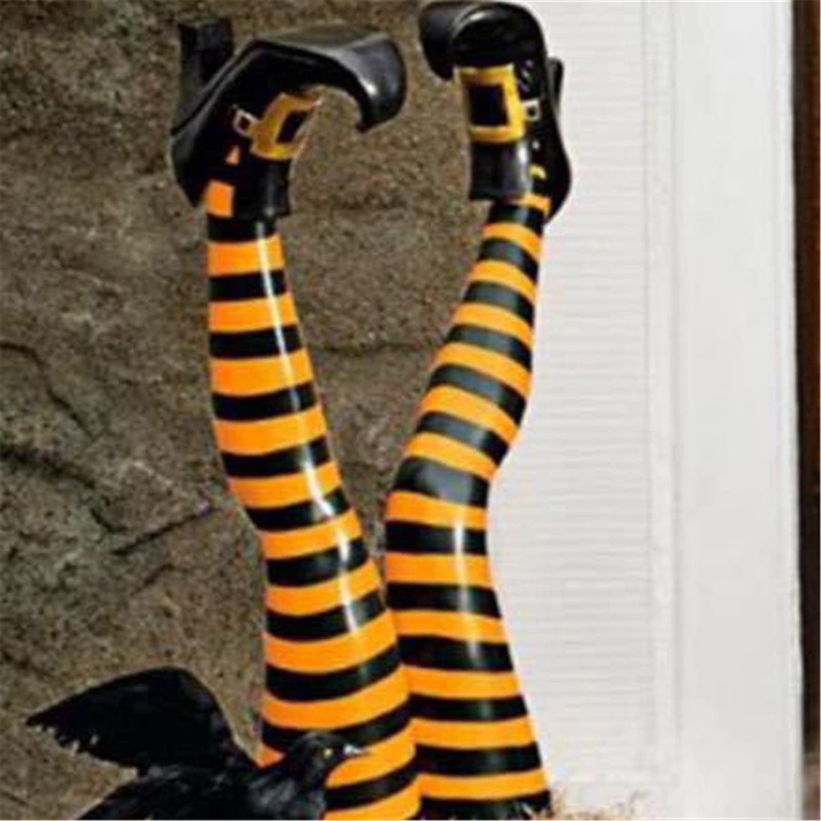 Halloween Wicked Witch Legs Prop - Outdoor Halloween Decorations for Lawn, Yard & Party - Stuffed Witch Legs with Orange Stockings - Perfect for Halloween Outdoor Decor, Haunted House & Spooky Yard Displays