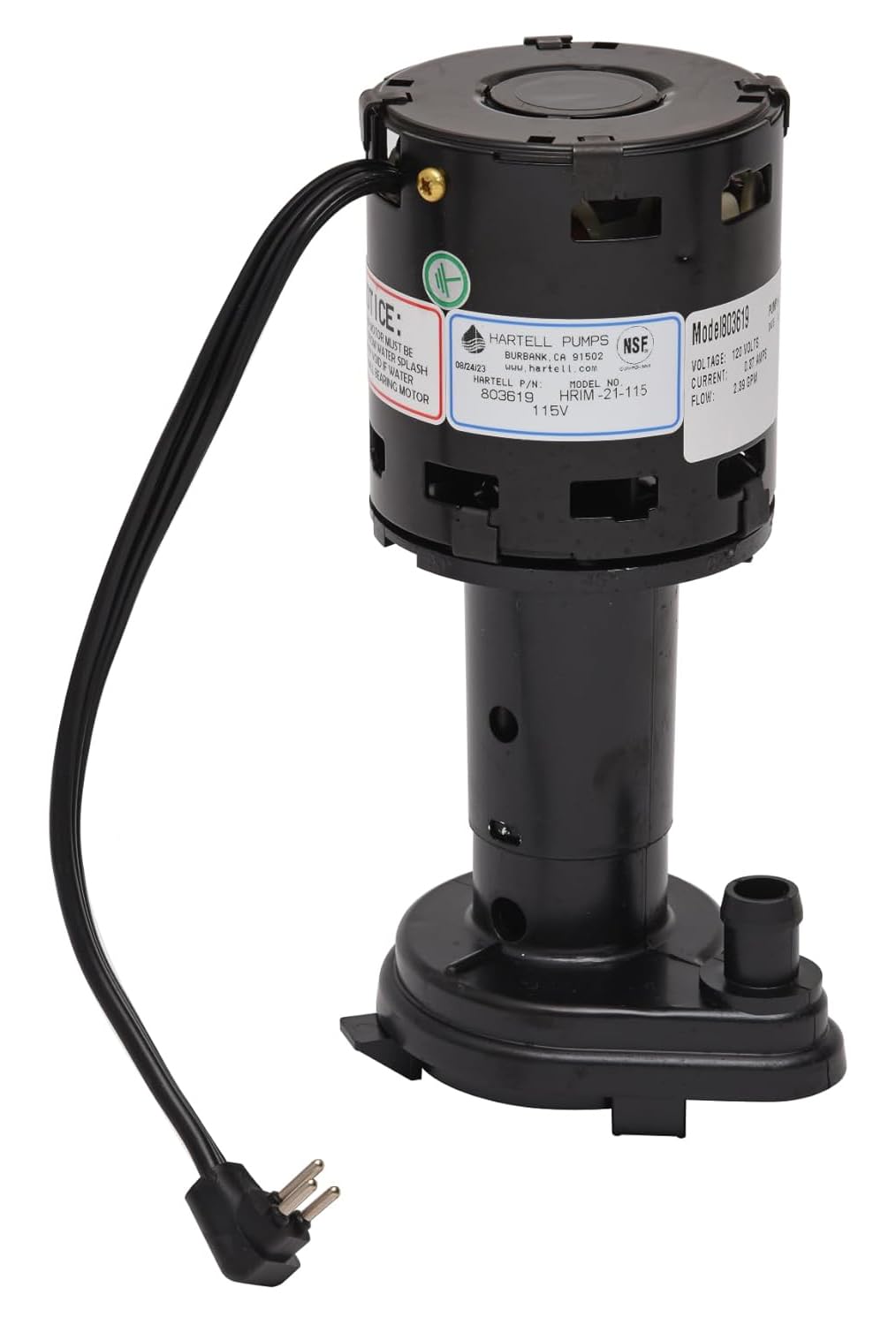 HARTELL HRIM-21-115 Replacement Ice Machine Pump - Compatible with GPP-1MH-1P & 9161076-01 - Perfect for Commercial Ice Makers & Refrigeration Systems