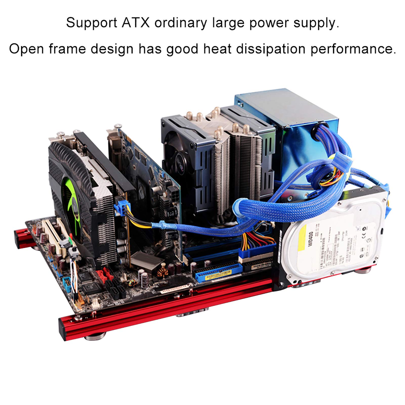 ATX Gaming PC Case - Open Aluminum Alloy Frame Computer Chassis for High-Performance Gaming Rigs | Perfect for Custom PC Builds & Gaming Setups