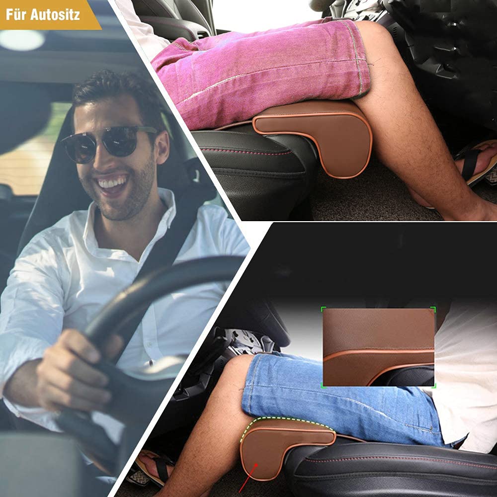 **Leather Knee Pads & Leg Support Cushion - Car Seat Extender for Long-Distance Driving, Office, Home, Bus & Train - Comfortable Leg Pillow (Black)**    *Perfect for Travel, Work, or Relaxation at Home*