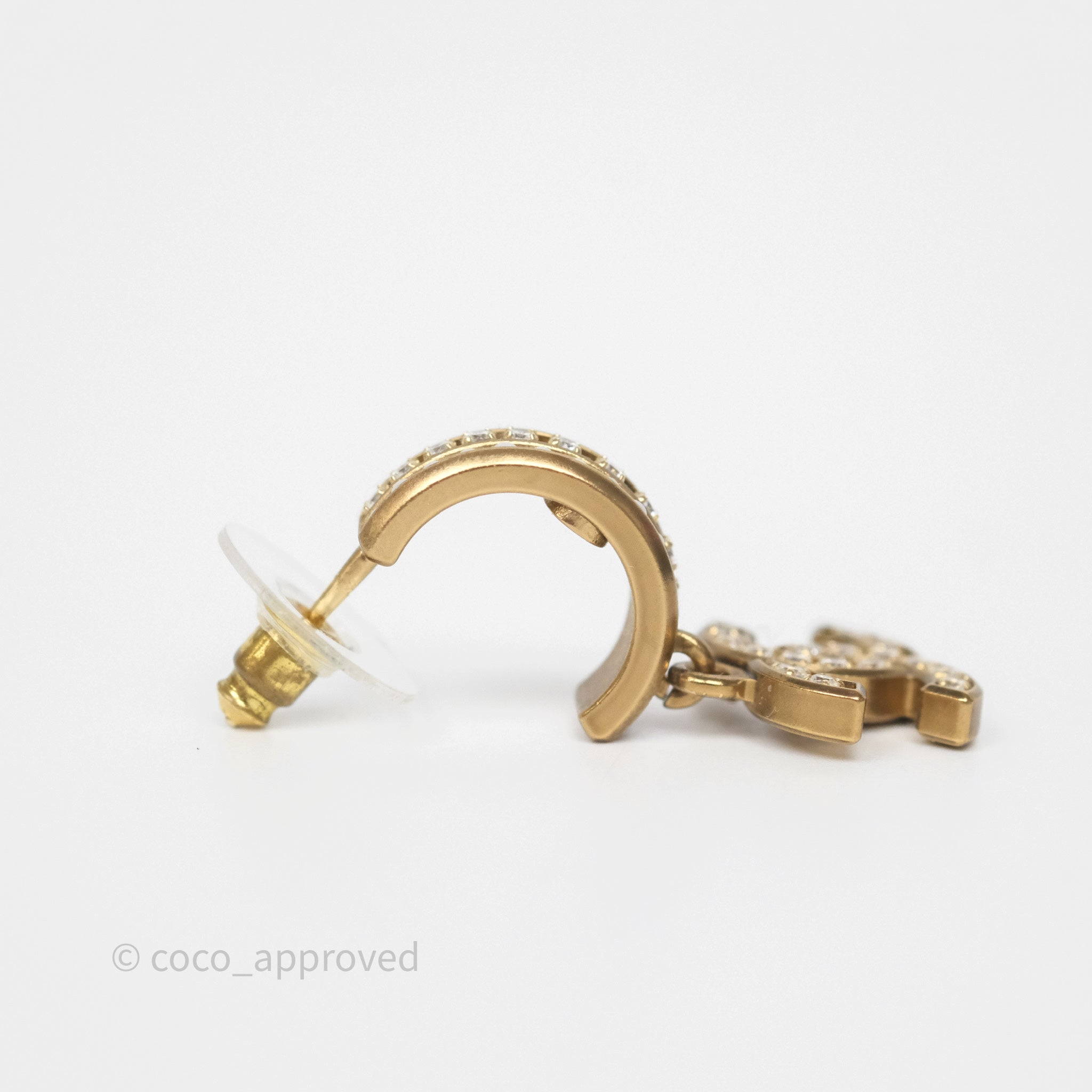 Chanel CC Crystal Pearl Hoop Earrings Gold Tone 21C - Luxury Fashion Jewelry for Women, Elegant Pearl & Crystal Design - Perfect for Parties, Weddings & Special Occasions