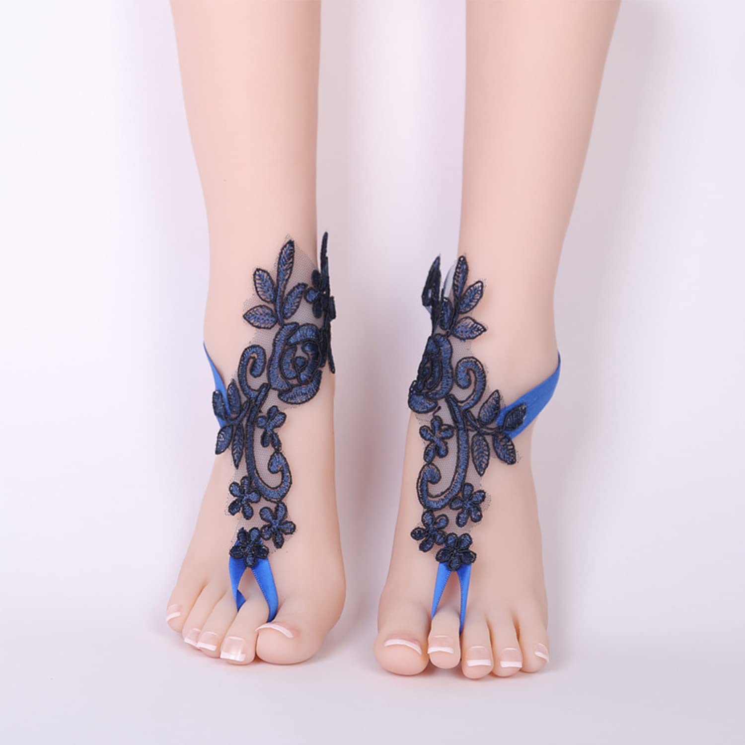 Elegant French Lace Barefoot Sandals - Bridal Wedding Accessories, Sexy Beach Crochet Foot Jewelry for Women | Perfect for Beach Weddings, Boho Parties & Summer Festivals