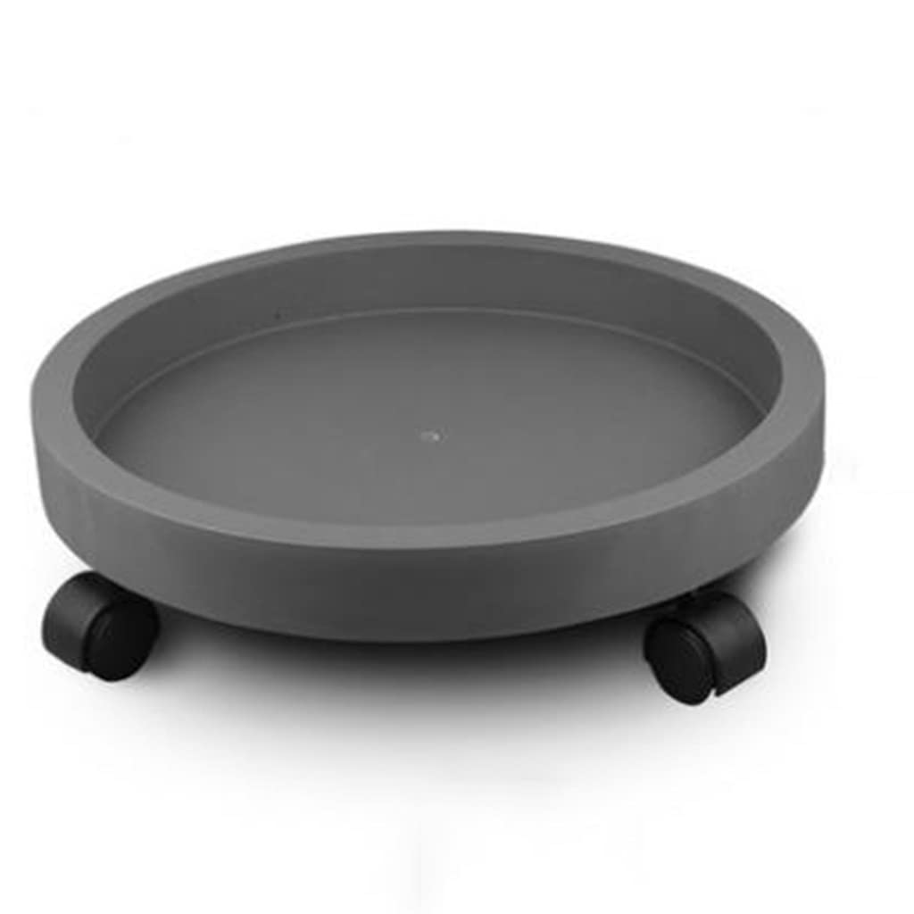 Heavy Duty Round Plastic Plant Pot Roller Stand with 4 Wheels and Brake - 33.5CM Dark Gray Plant Caddy with 100KG Capacity - Perfect for Moving Large Potted Plants Indoor/Outdoor