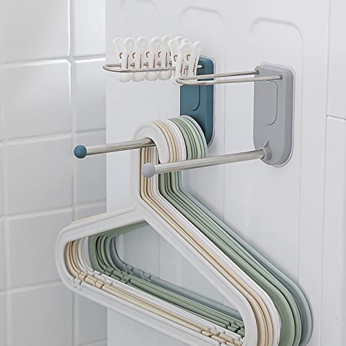 VALINK 2-Tier Wall Mounted Clothes Hanger Organizer - Stainless Steel Space Saving Storage Rack for Closet, Wardrobe & Laundry Room Organization