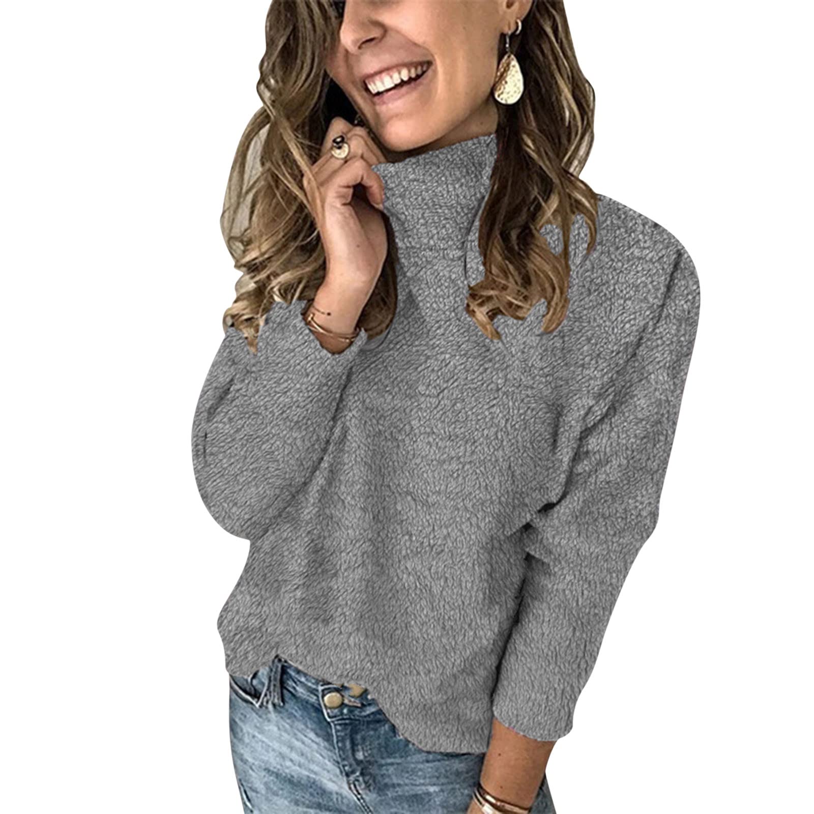 Trendy Women's Sweaters Fall 2021 - Cozy Long Sleeve Knit Tops with Faux Fur Trim, Plus Size Fashion Blouses for Teens & Adults | Perfect for Office Wear, Date Nights & Casual Outfits
