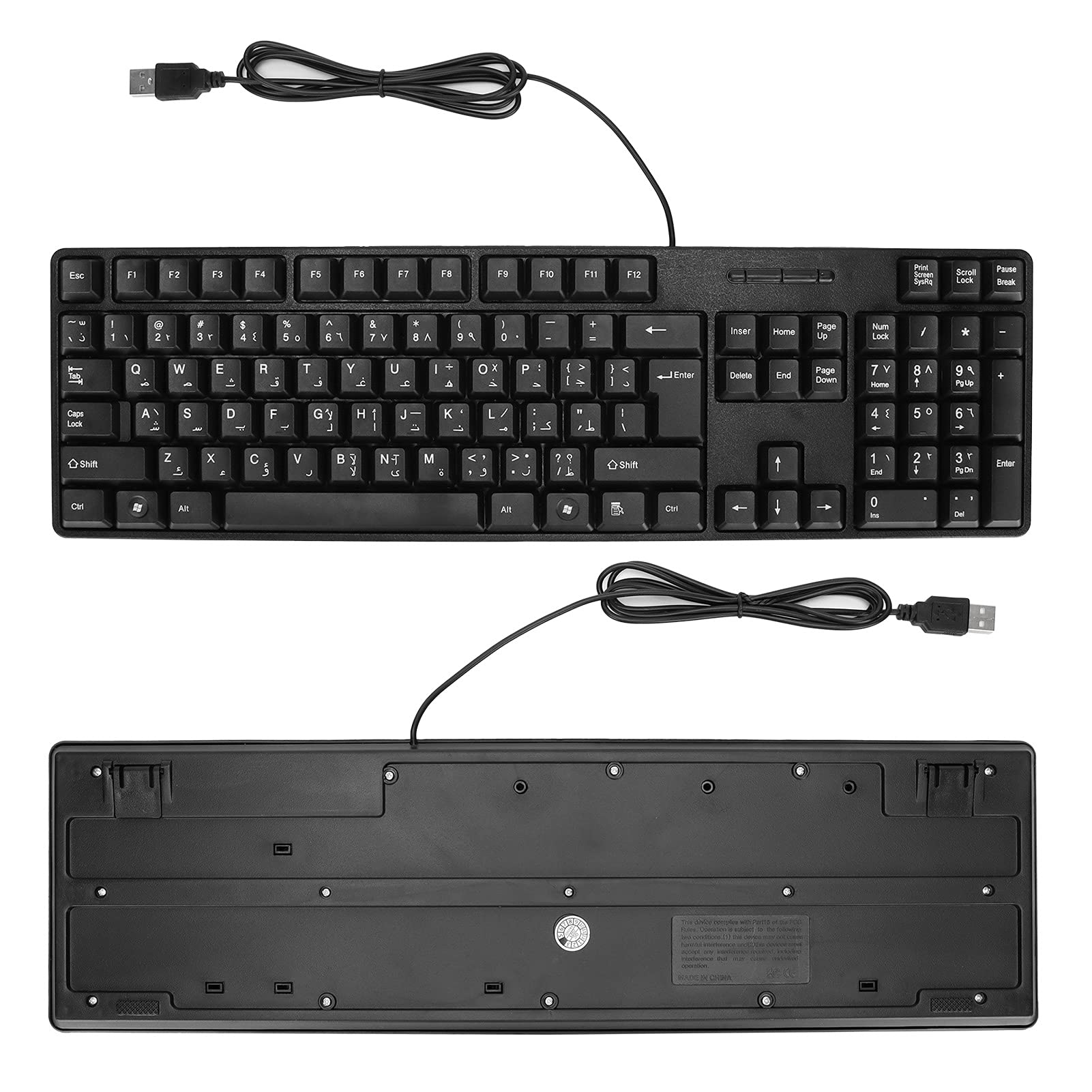 MC-689 USB Wired Computer Keyboard - Arabic/English Bilingual Ergonomic Mechanical Keyboard for Office, Home & Business Use | Compatible with PC & Laptops | Perfect for Typing, Gaming & Productivity Tasks