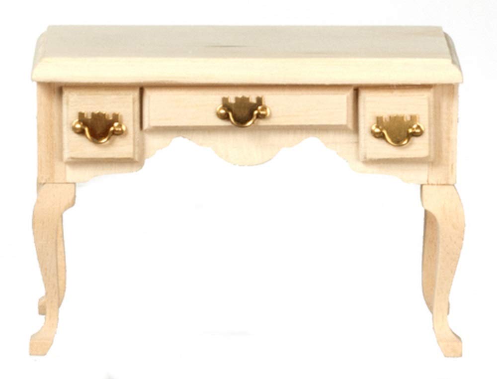 Melody Jane Dolls Houses Unfinished Writing Desk Secretary Table - Miniature Study Furniture for Dollhouse DIY Projects & Collectors - Perfect for Dollhouse Decor, Mini Office Setup & Creative Crafting
