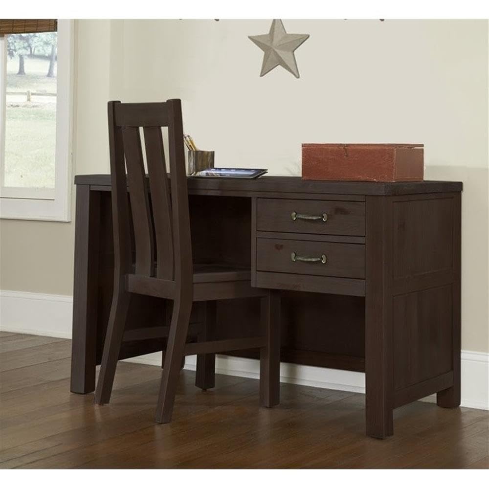 Roseberry Kids Modern Pine Wood & Solid Iron Writing Desk in Espresso - Study Desk for Children's Bedroom, Homework Station & Learning Space