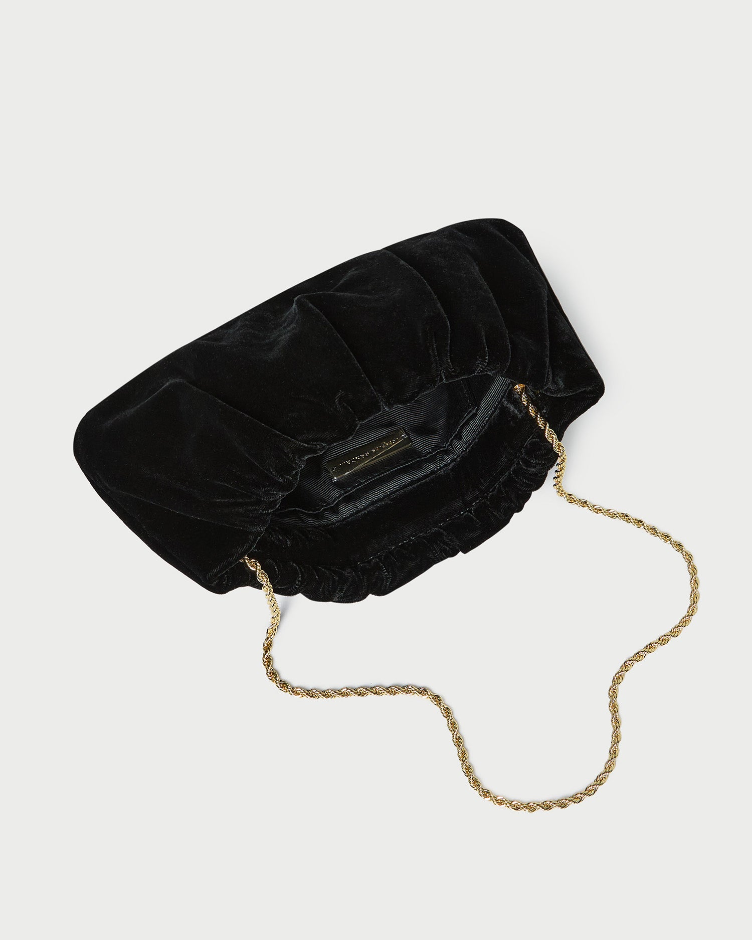 Serena Black Gathered Velvet Clutch Bag for Women - Elegant Evening Clutch Purse with Rhinestone Accent - Perfect for Parties, Weddings & Special Occasions