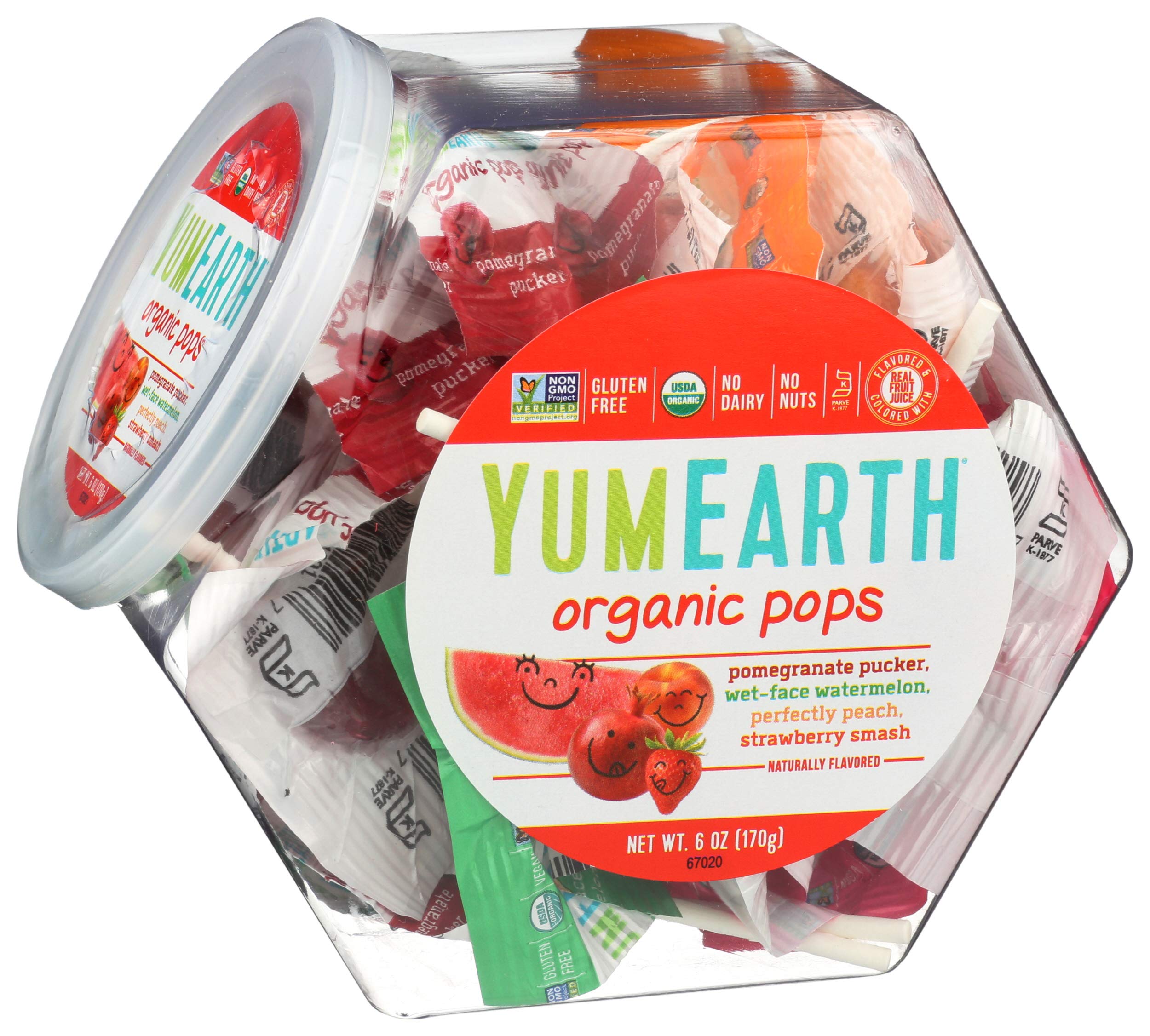 YumEarth Organic Fruit Lollipops - 6oz (170g) Natural Candy, Gluten-Free & Vegan - Perfect for Birthday Parties, Halloween Treats & School Snacks