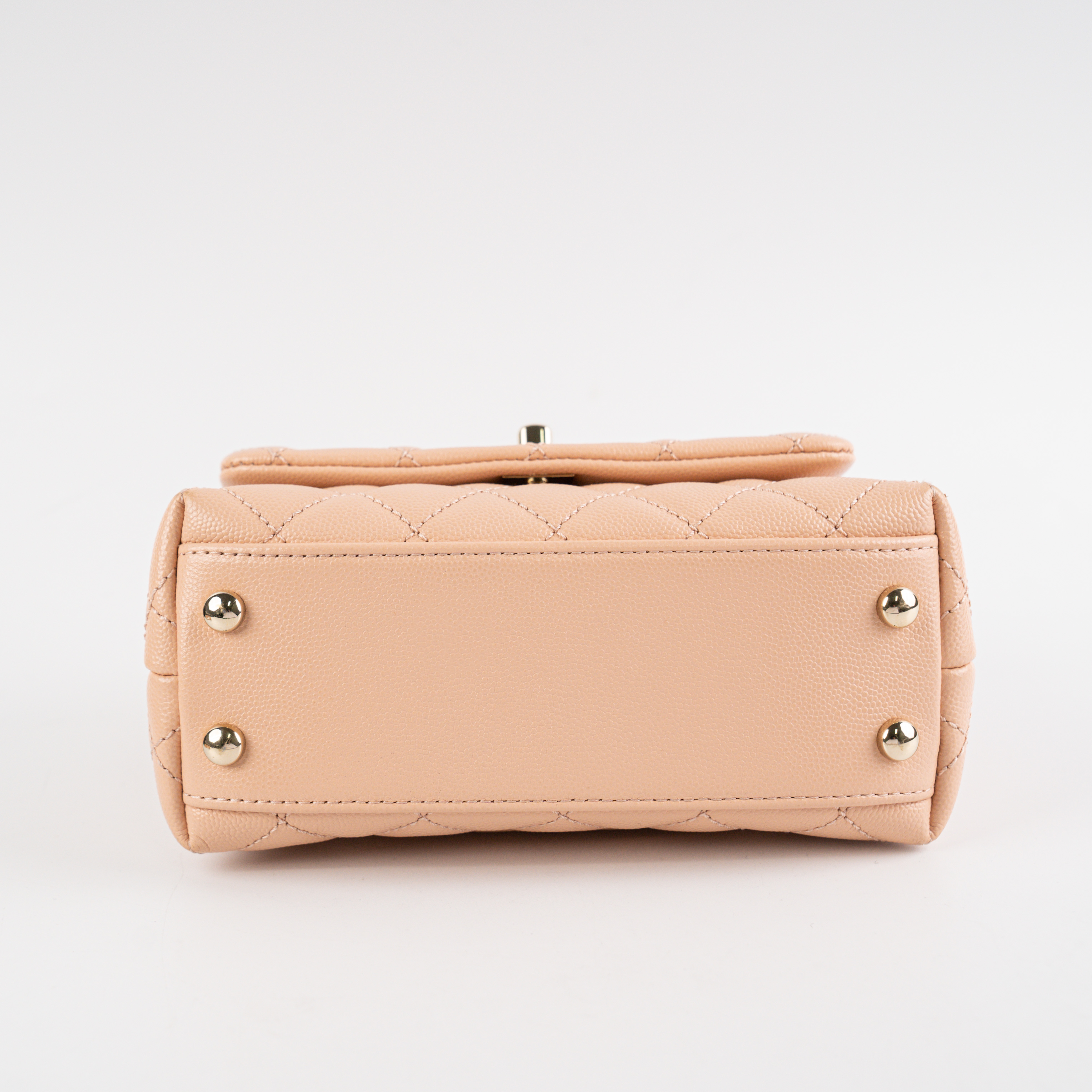 Chanel Mini Coco Handle Bag in Peach Caviar Leather with Top Handle - Perfect for Evening Events, Parties & Luxury Fashion Accessories