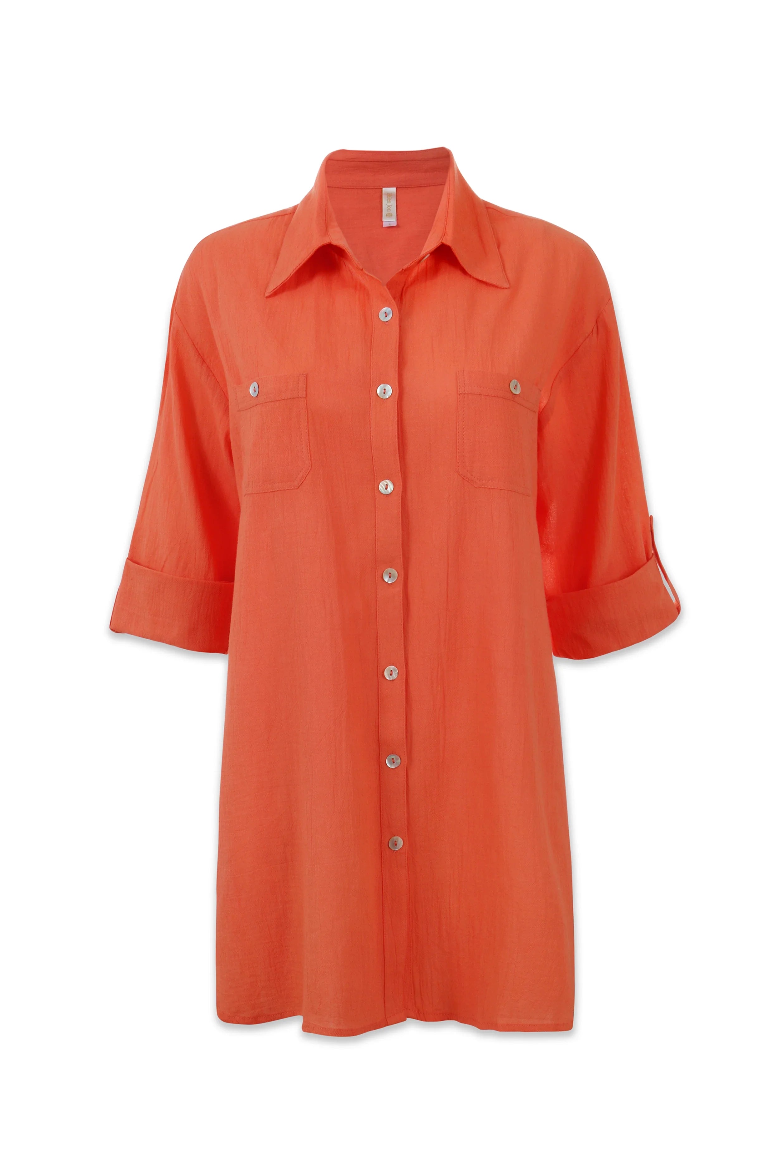 Lightweight Camp Shirt Cover Up for Women - Coral Beachwear for Summer Vacations & Poolside Relaxation