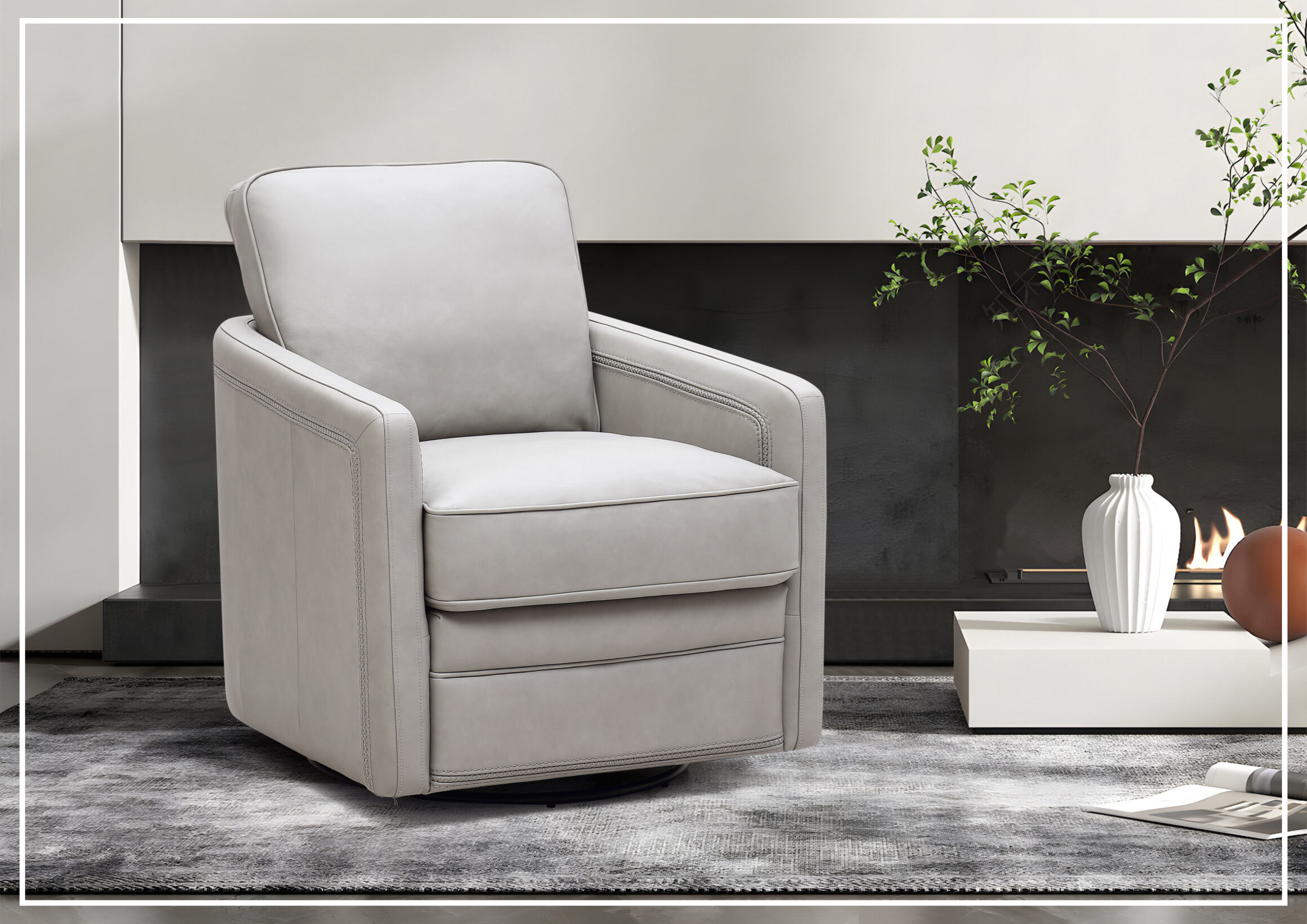 Gio Italia Torin Leather Glider Swivel Chair - Modern Recliner for Living Room, Office & Lounge - Premium Leather Gliding Rocker with 360° Swivel Base