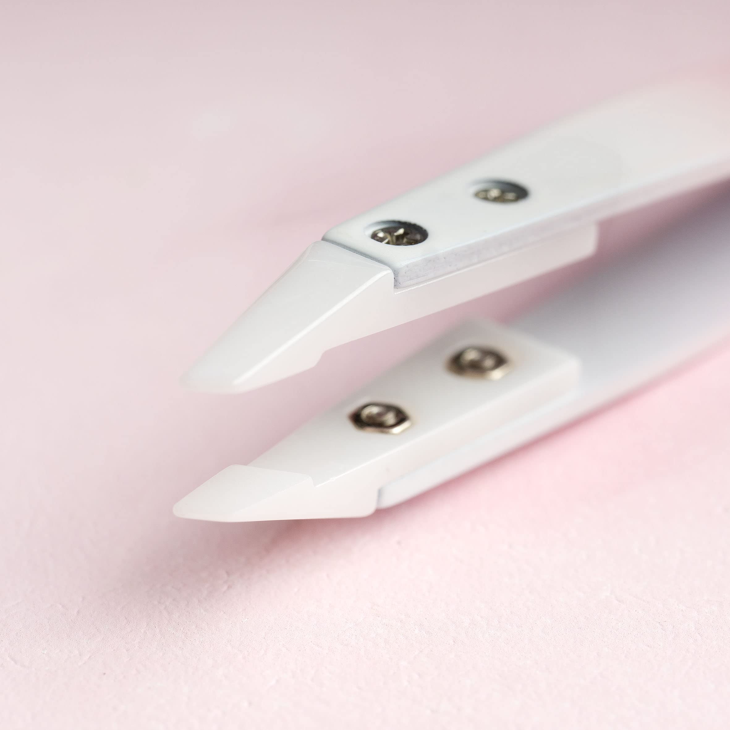 Brushworks Ceramic Tip Tweezer - Professional Precision Tweezers for Eyebrows, Splinters & Ingrown Hairs - Perfect for Home, Salon & Travel Grooming Kits