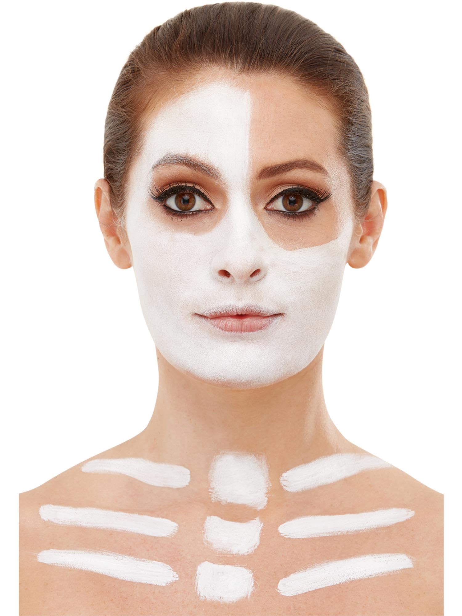 Smiffys Professional Halloween Makeup FX Skeleton Kit - Water-Based Aqua Face Paint for Costume & Cosplay - Perfect for Halloween, Theatrical Performances & Horror Events