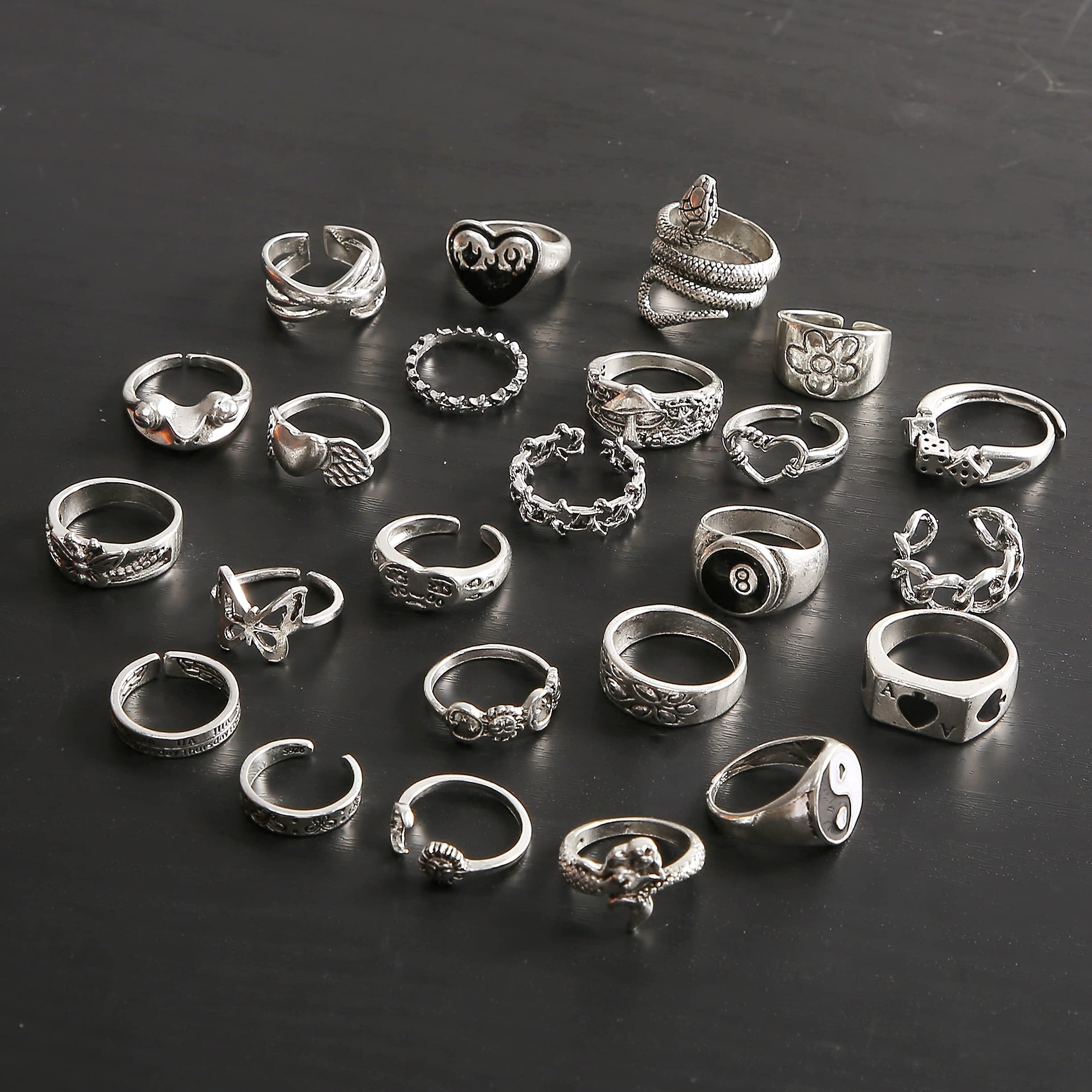 Vintage Silver & Gold Punk Knuckle Rings Set for Men & Women - Gothic Open Finger Rings for Punk Rock Fashion & Everyday Wear