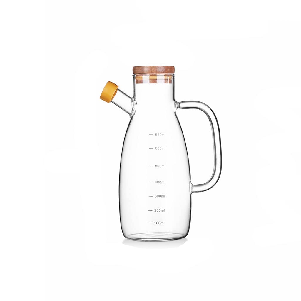 Heat-Resistant High Borosilicate Glass Oil Bottle with Handle & Measurement Scale - Transparent Kitchen Container for Soy Sauce, Vinegar & Olive Oil - Perfect for Cooking, Baking & Salad Dressing