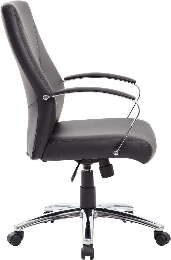 Premium Boss LeatherPlus Executive Office Chair [B10101 BK] - Ergonomic High Back Desk Chair for Home & Business Workspaces