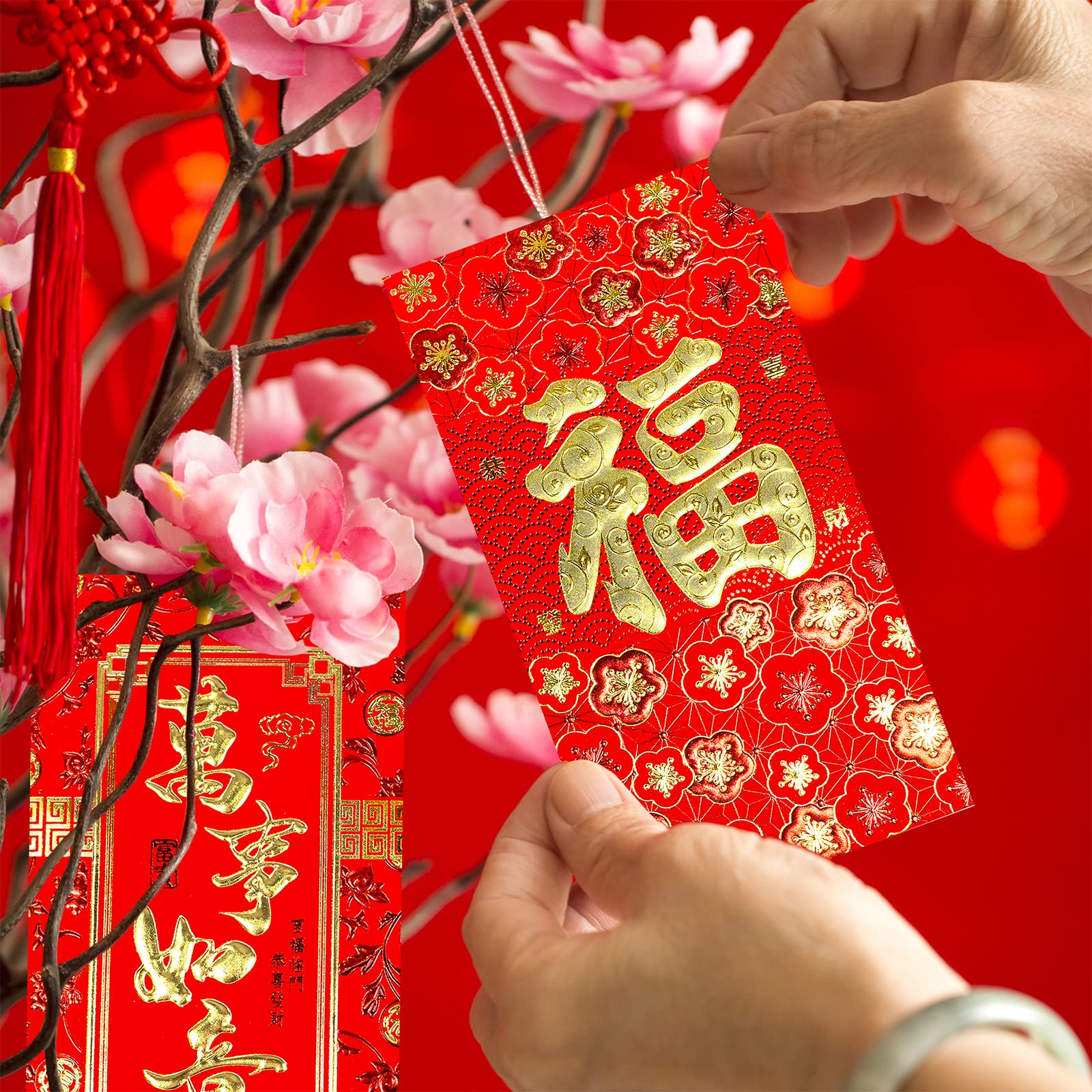 120 Pcs Chinese Red Envelopes - 6 Lucky Money Designs for Lunar New Year, Weddings & Birthdays | Hong Bao, Lai See Packets | Year of the Snake 2025 | Perfect for Gifting Cash in Festive Celebrations