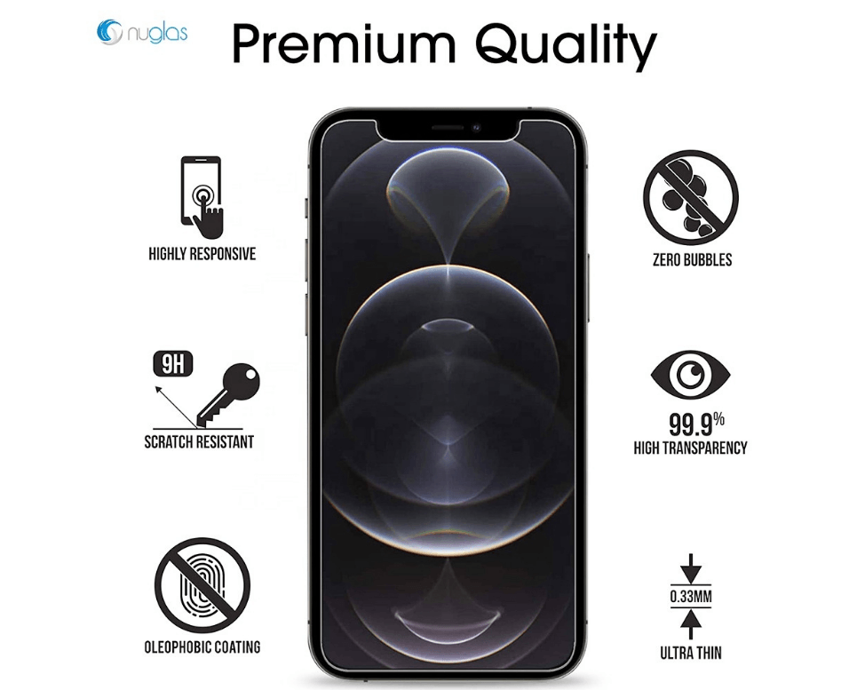 Nuglas Premium Tempered Glass Screen Protector for iPhone 14/13/13 Pro - 9H Hardness, HD Clarity, Anti-Scratch & Bubble-Free - Perfect for Daily Use, Gaming & Work Protection