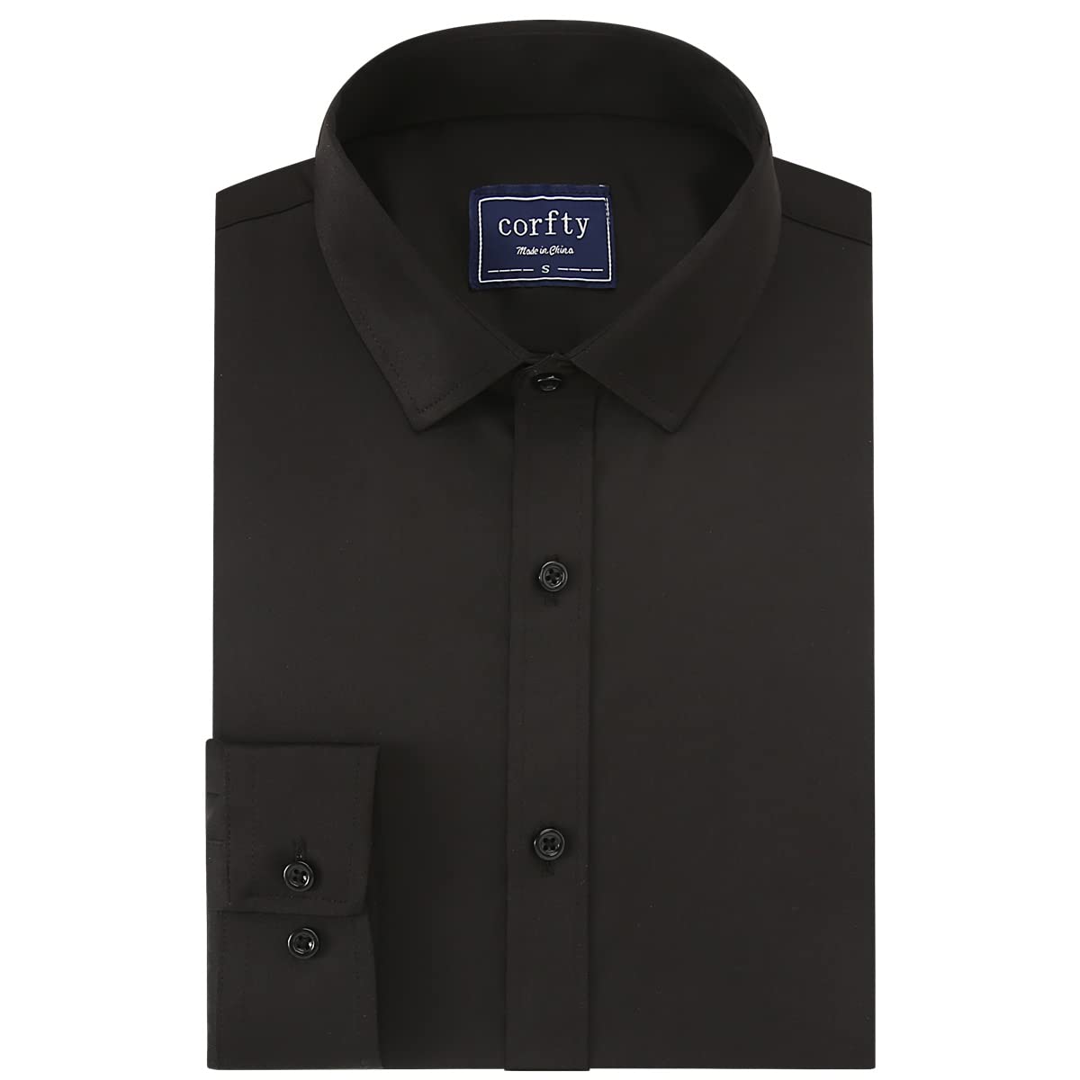 Corfty Men's Long Sleeve Dress Shirt - Regular Fit Stretch Wrinkle-Free Button Down Office Shirt for Business, Formal Events & Professional Wear