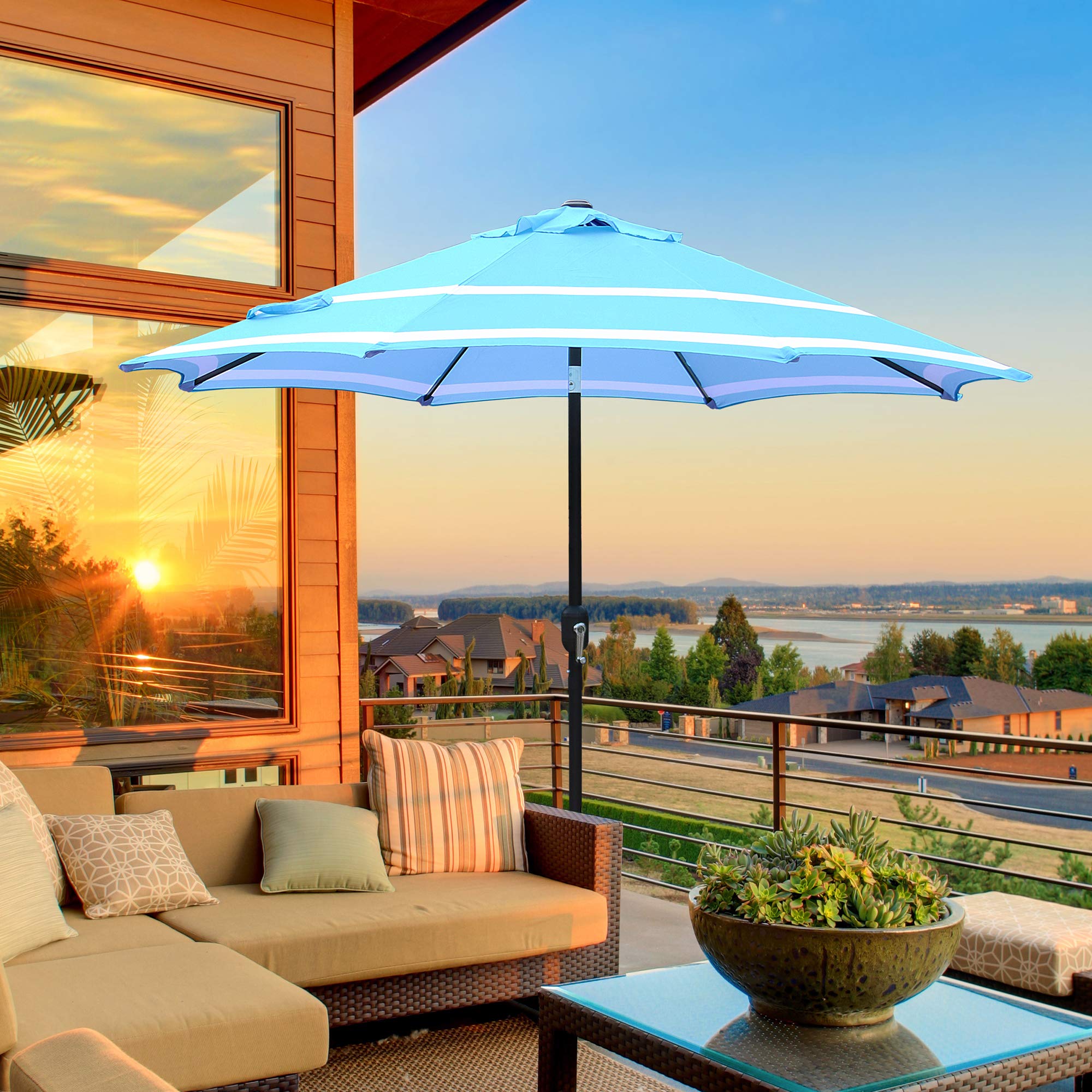 9ft Outdoor Patio Umbrella with Tilt & Crank - UV Protection & Weather Resistant for Garden, Poolside