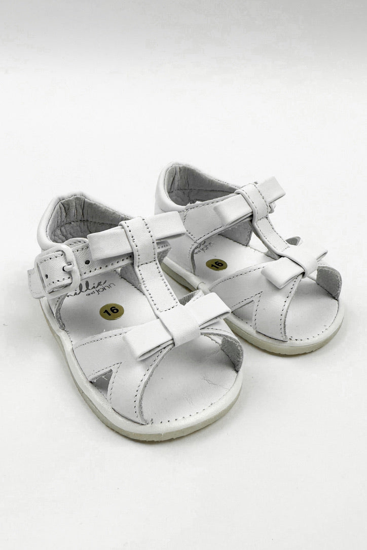 Gabriela Women's White Leather Sandals - Comfortable Summer Casual Shoes Size UK 0-4 | Perfect for Beach, Vacation & Everyday Wear