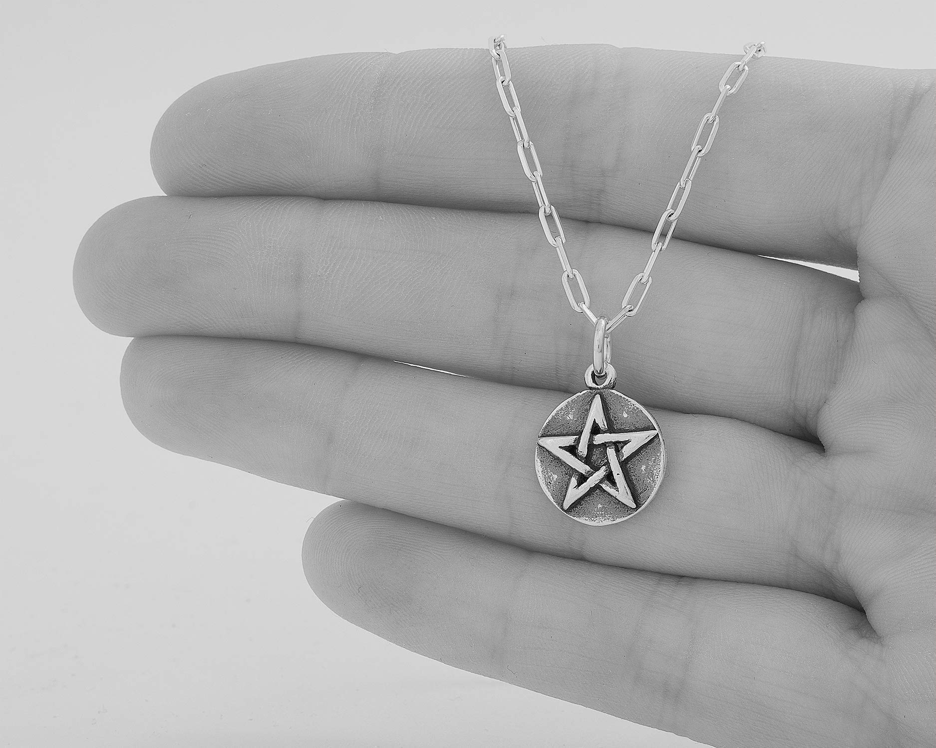 Small Sterling Silver Pentagram & Pentacle Charm or Necklace - Perfect for Wiccan Jewelry, Pagan Gifts & Spiritual Protection