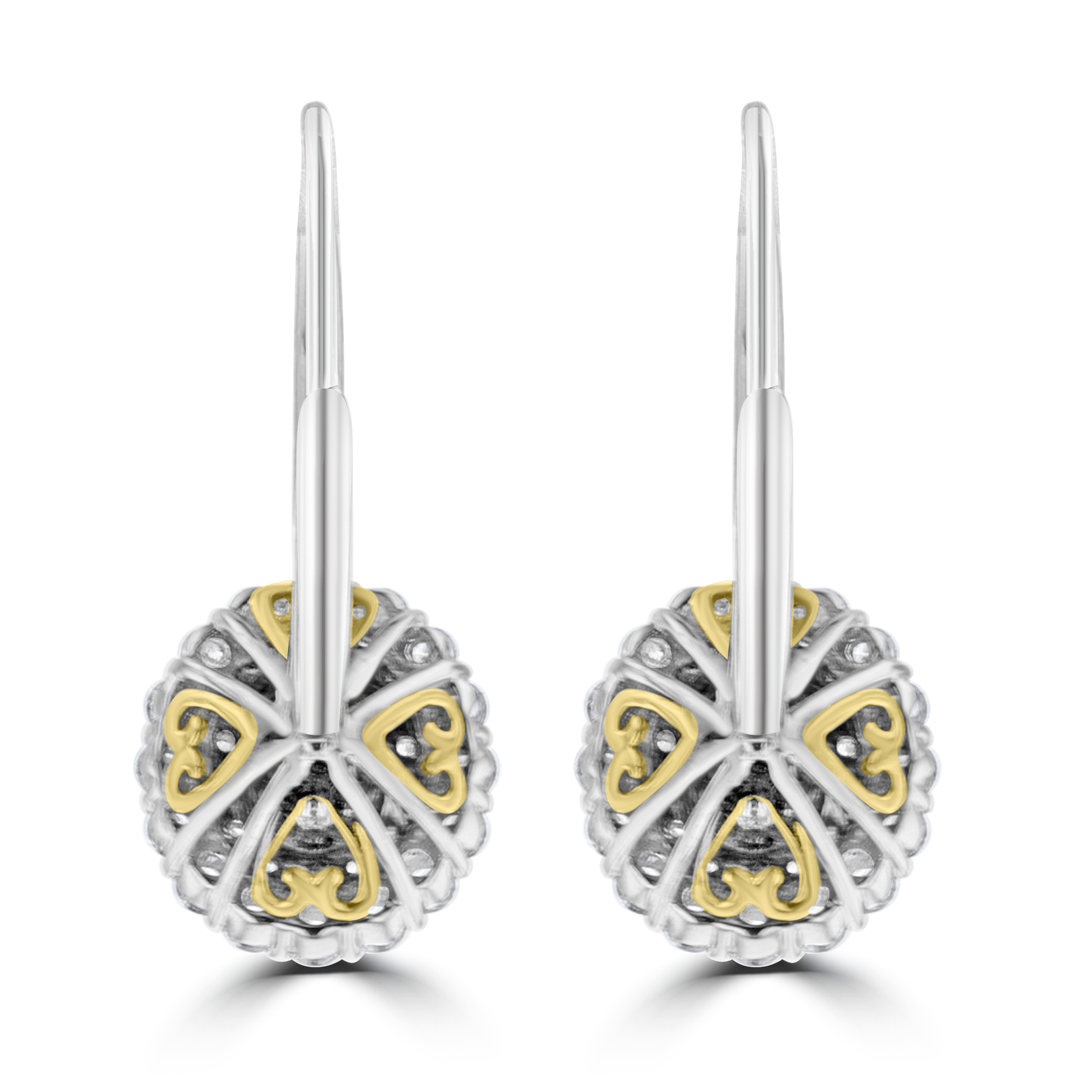 18KT Gold 1.01 CTW Yellow & 1.13 CTW White Diamond Oval Halo Earrings – Luxury Wedding, Anniversary & Special Occasion Jewelry Gift