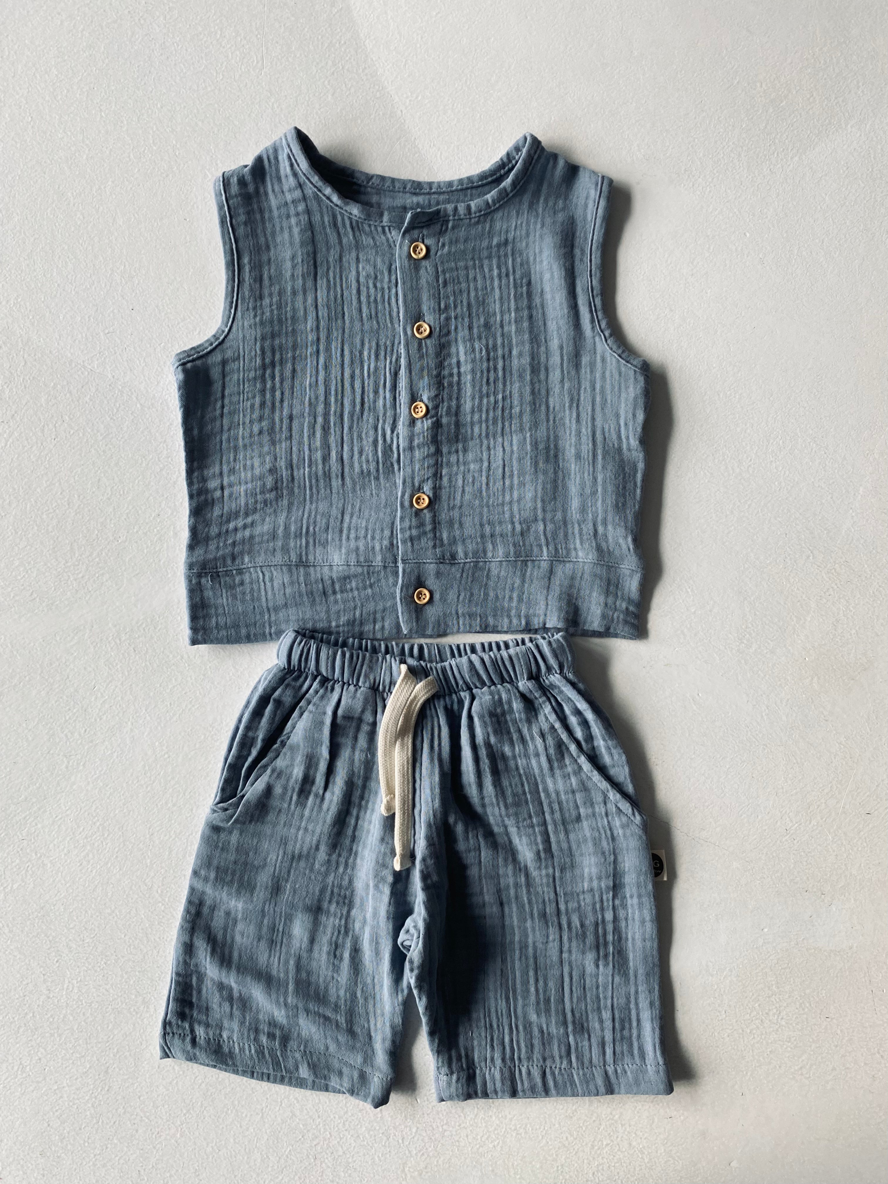 Baby Muslin Athletic Shorts Set - Soft & Breathable Cotton for Newborns & Toddlers - Perfect for Playtime, Sleepwear & Everyday Comfort