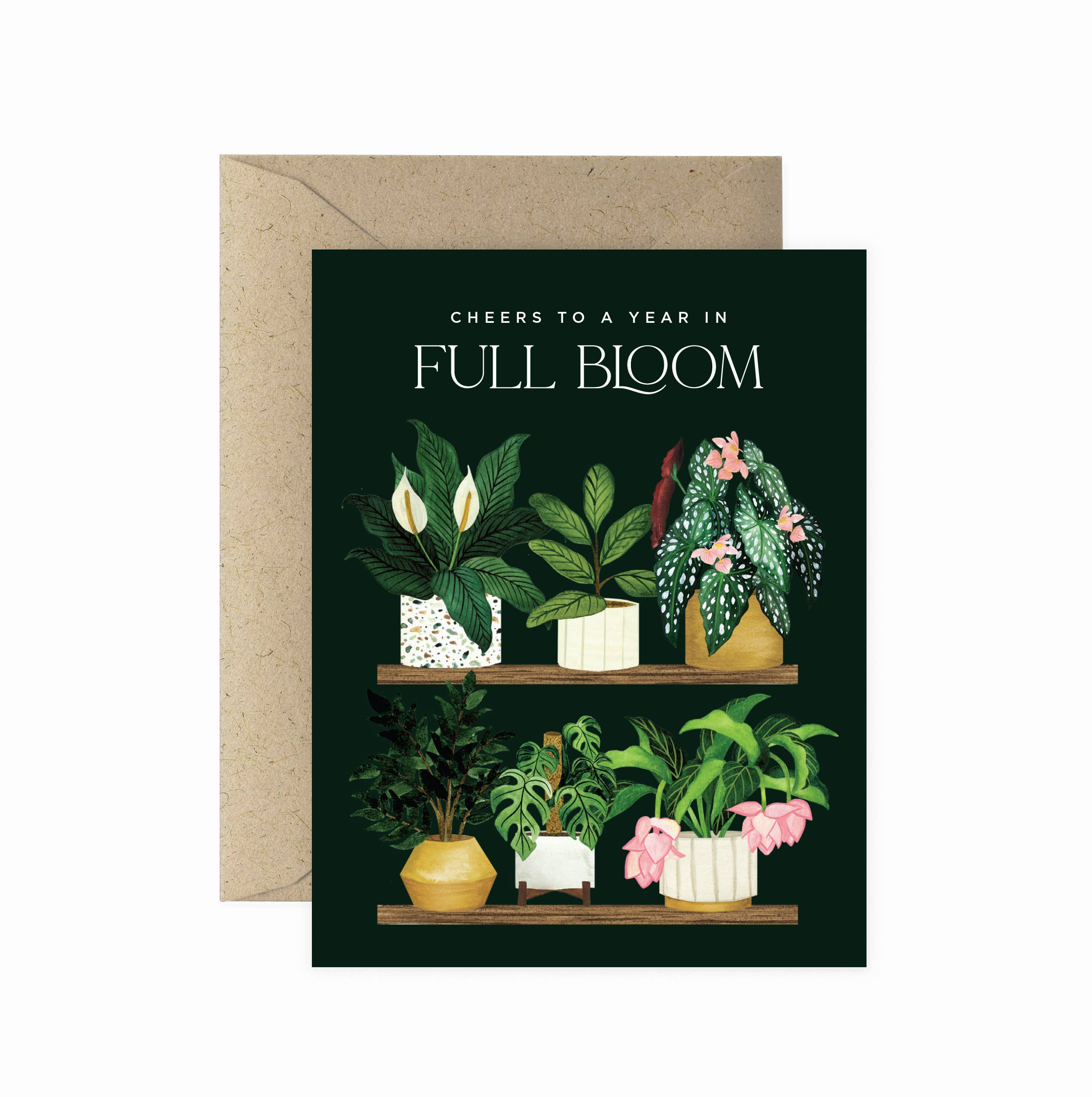 Full Bloom Plant Shelf Birthday Greeting Card - Elegant Floral Design for Plant Lovers | Perfect for Birthday Wishes, Housewarming Gifts & Home Decor