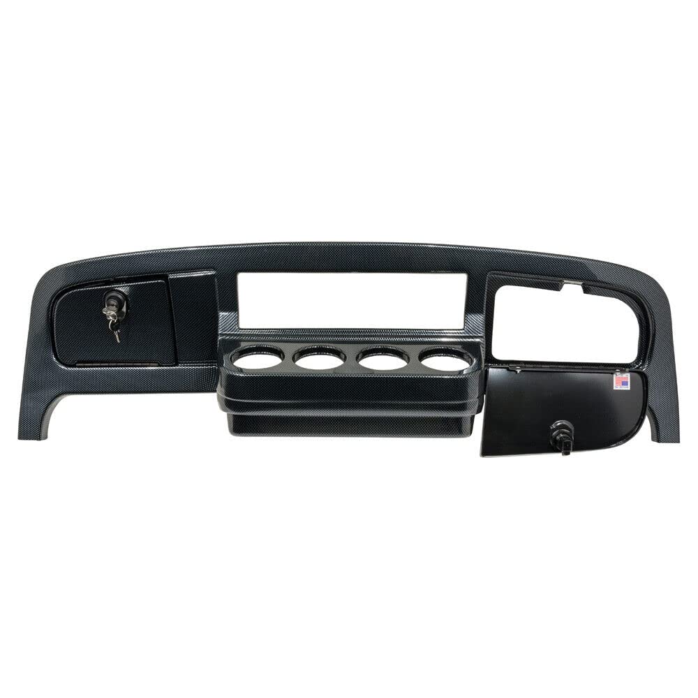 Premium Carbon Fiber Dash Cover Assembly with Locking Doors for EZGO Freedom TXT/T48 Golf Carts | Compatible with 2014-Up Models | Enhance Protection & Style on Golf Courses & Resorts