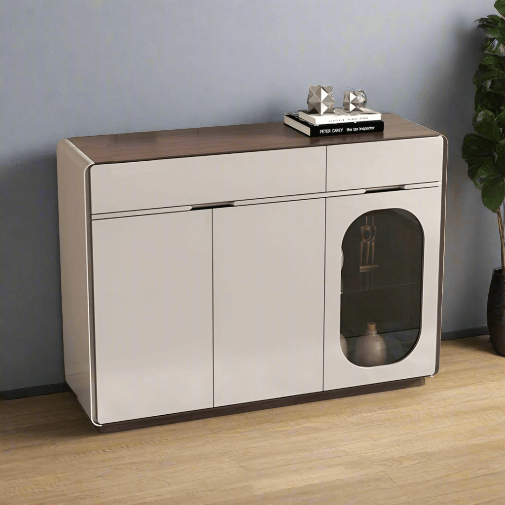 Modern Maura Sideboard 130cm - Mid-Century Buffet Cabinet with 2 Doors & 4 Drawers - Solid Wood Storage Console for Dining Room, Living Room & Entryway - Perfect for Organizing Dishes, Linens & Home Decor