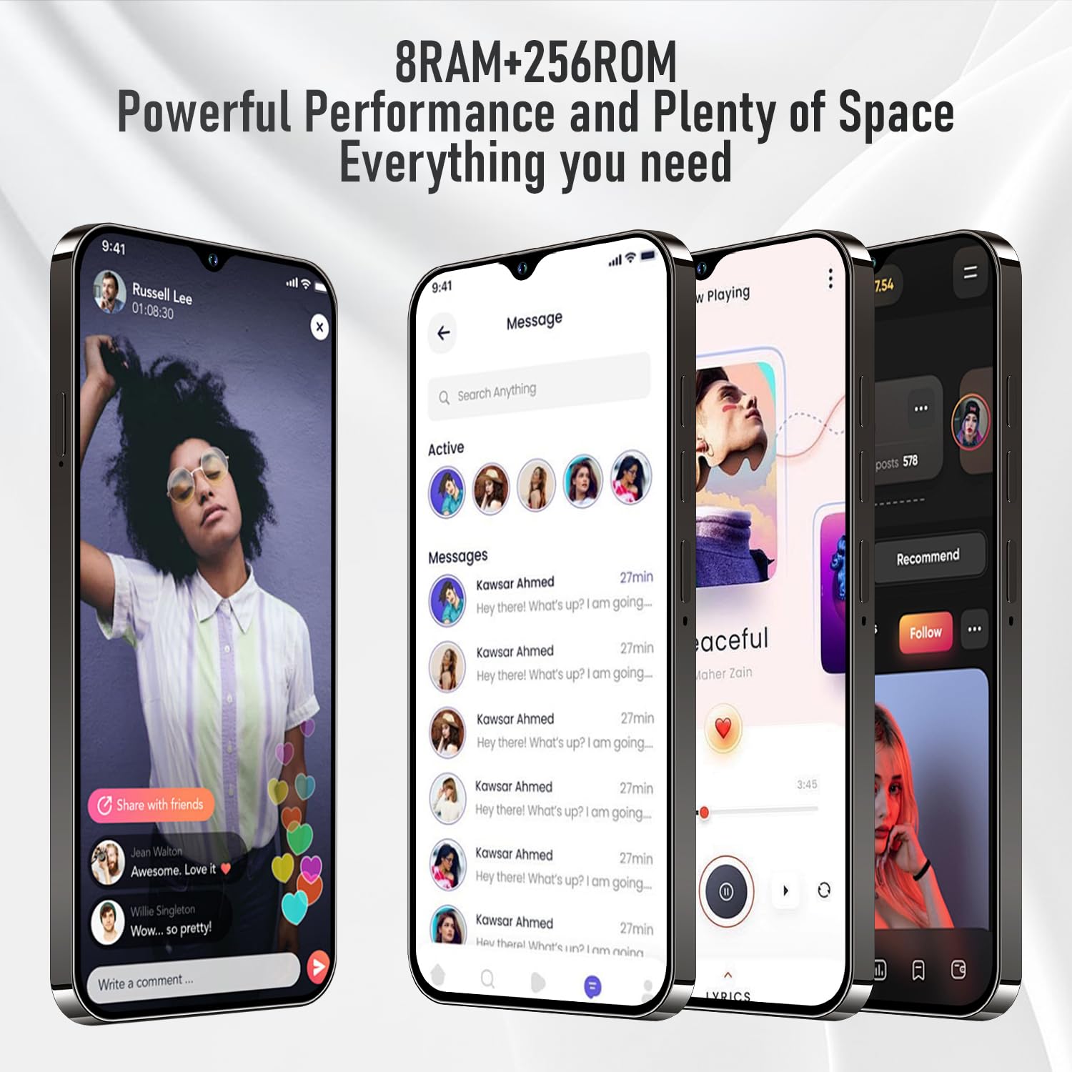 Unlocked I14ProMax Android Smartphone - 8GB RAM 256GB Storage, 13MP+50MP Dual Camera, 6800mAh Long Battery Life, 6.8