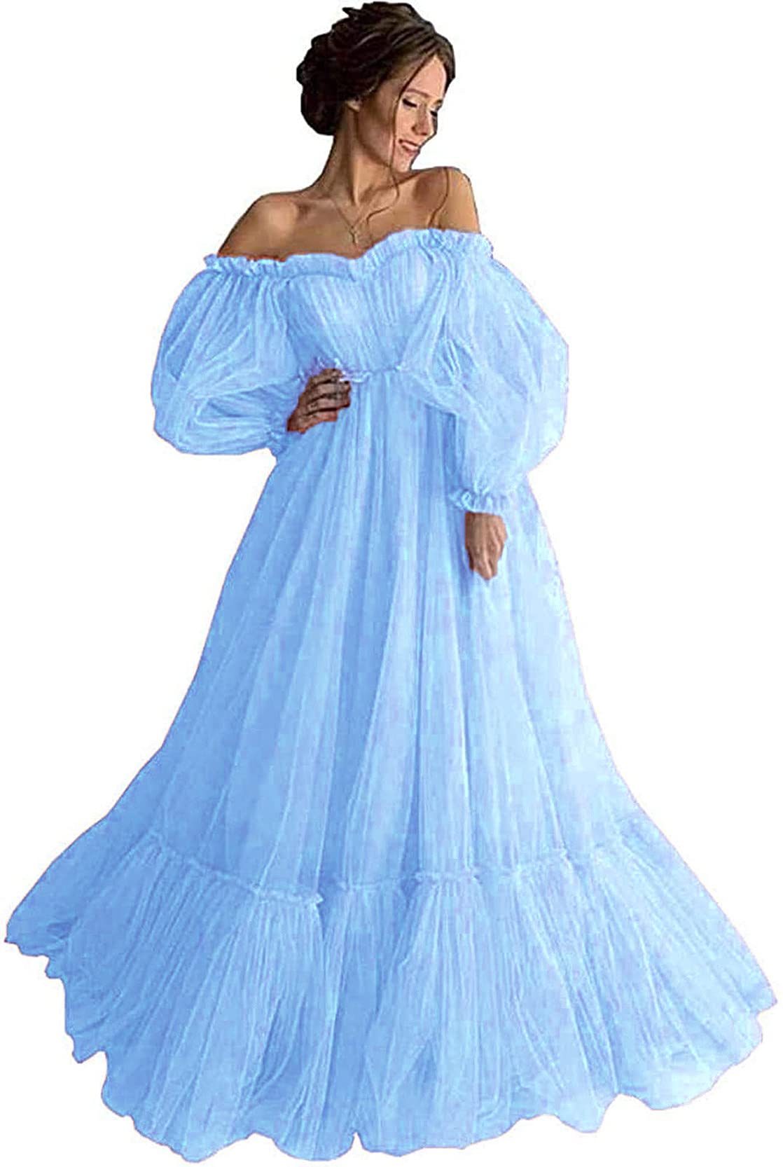 Elegant Puffy Sleeve Prom Dresses for Women - Tulle Ball Gown with Sweetheart Neckline & Off-Shoulder Design | Perfect for Formal Evening Parties, Homecoming Dances & Special Occasions