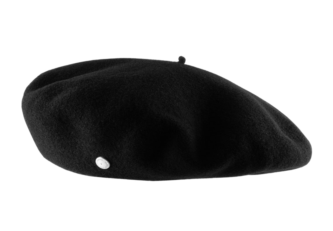 Authentic Laulhere French Basque Wool Beret for Women & Men - Classic Black Wool Hat for Fashion, Travel & Outdoor Activities