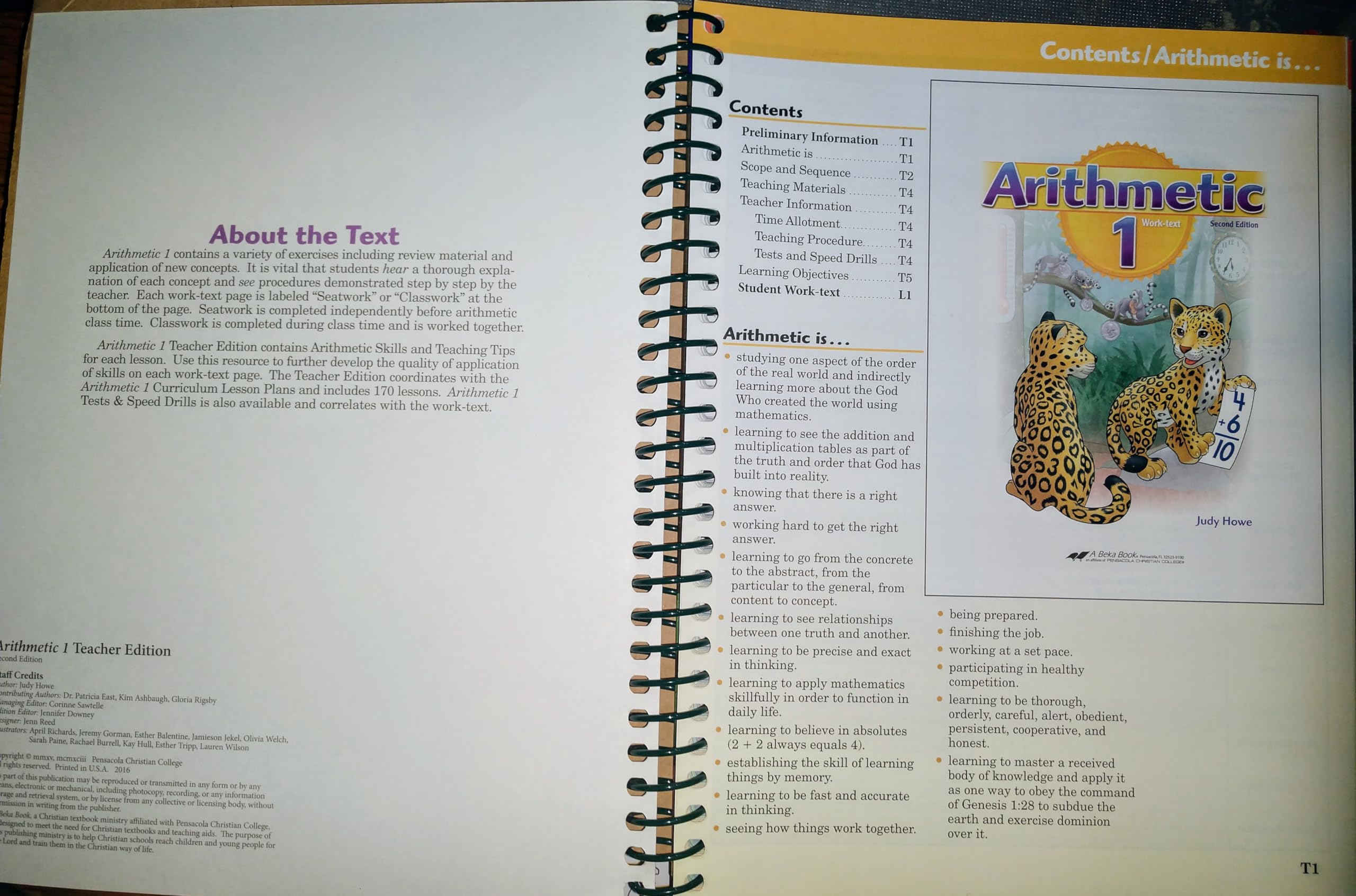 A Beka Book Arithmetic 1 Teacher Edition Work-Text - 2nd Edition Math Curriculum for Homeschool & Classroom (2016 Copyright) | Elementary School Teaching Resource