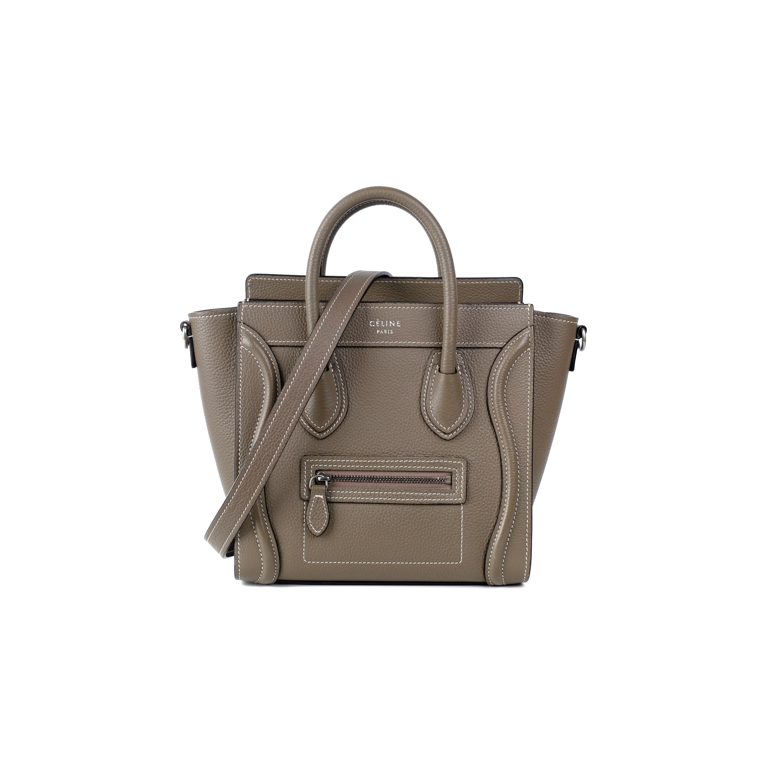 Celine Luggage Nano Bag in Taupe Calfskin Leather - Stylish & Durable Handbag for Women, Perfect for Work, Travel & Everyday Use